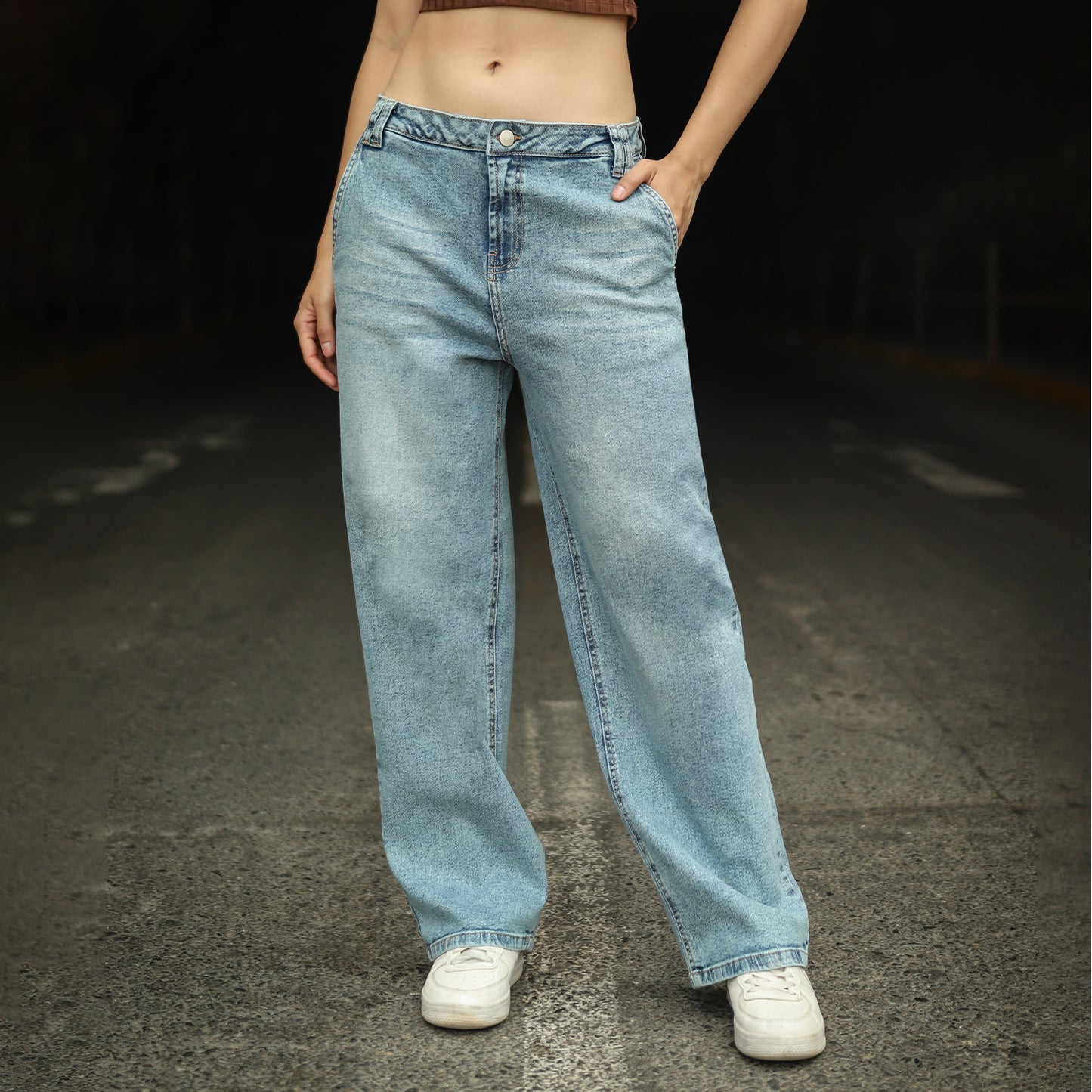 Jean Cintura Baggy Loose Cristal