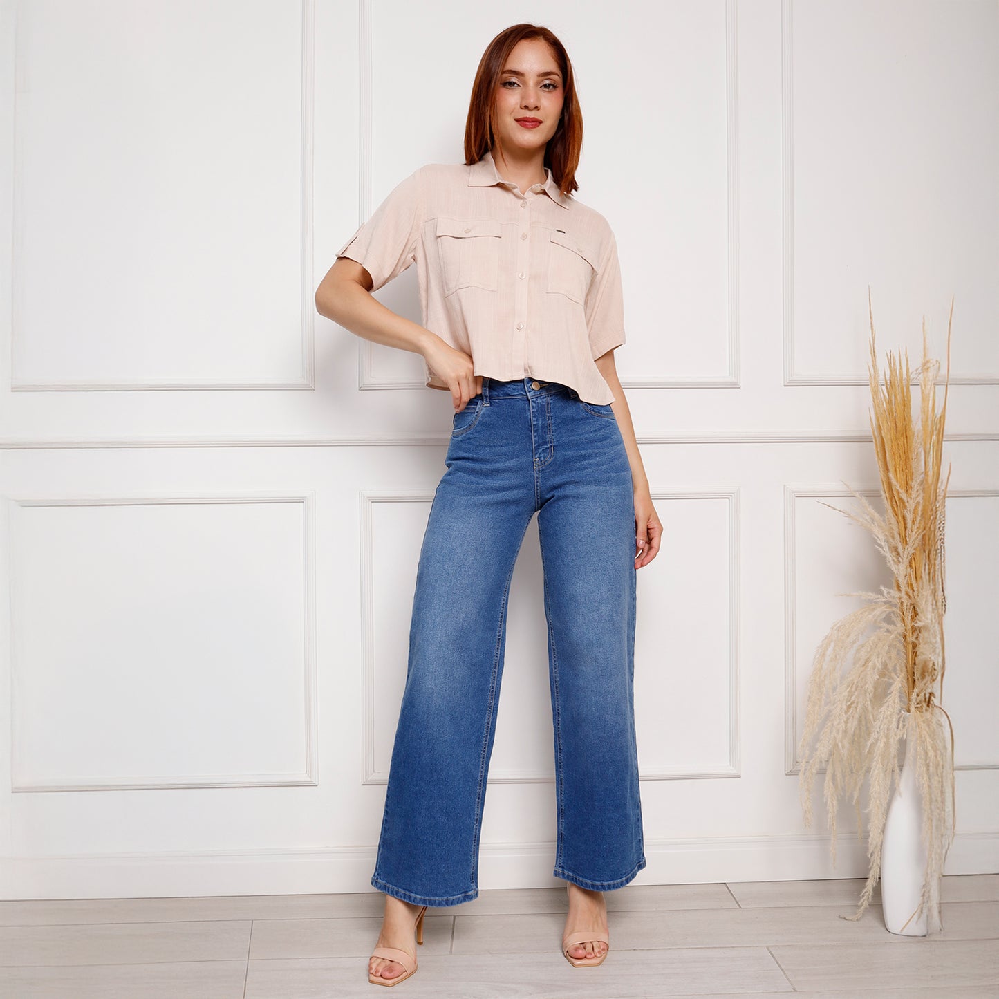 Jean Cintura Wide Leg Cristal