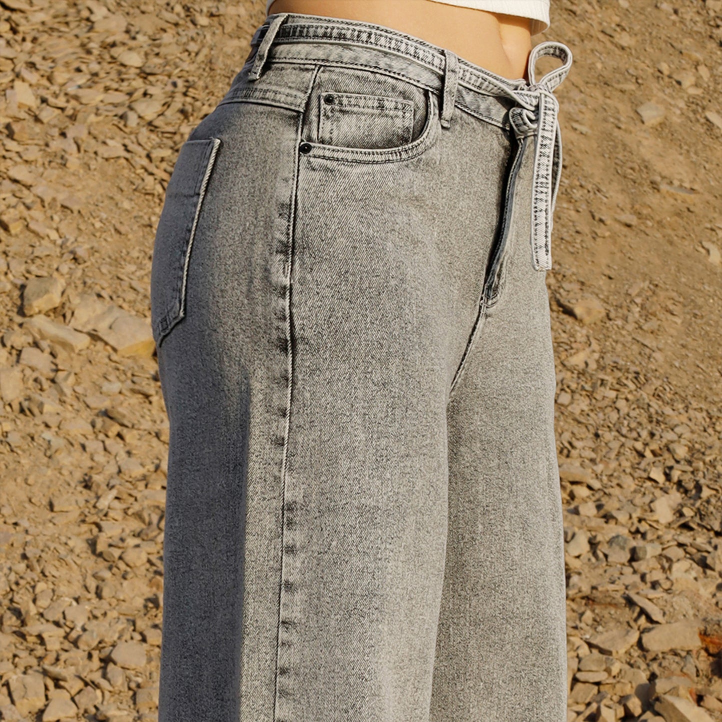 Jean Wide Flare Plomo Oscuro