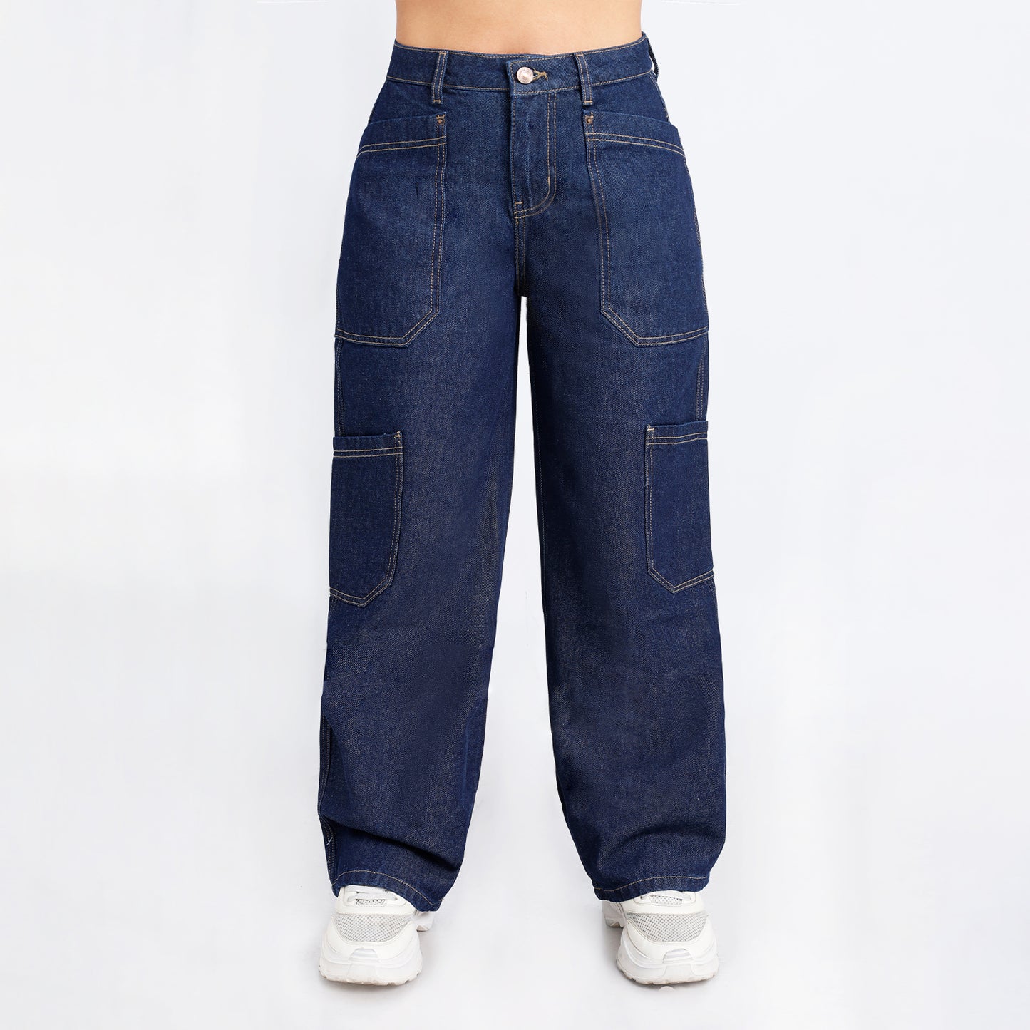 Jean Cintura Wide Leg Raw Natural