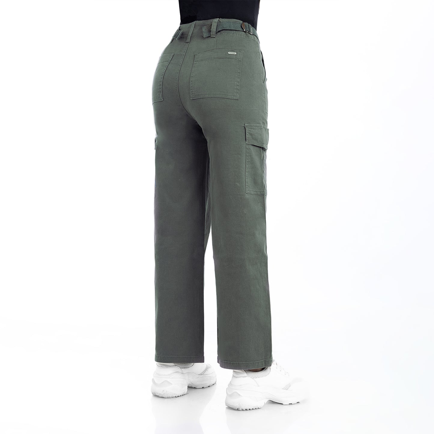 Pantalón Cintura Palazzo Cargo Plomo