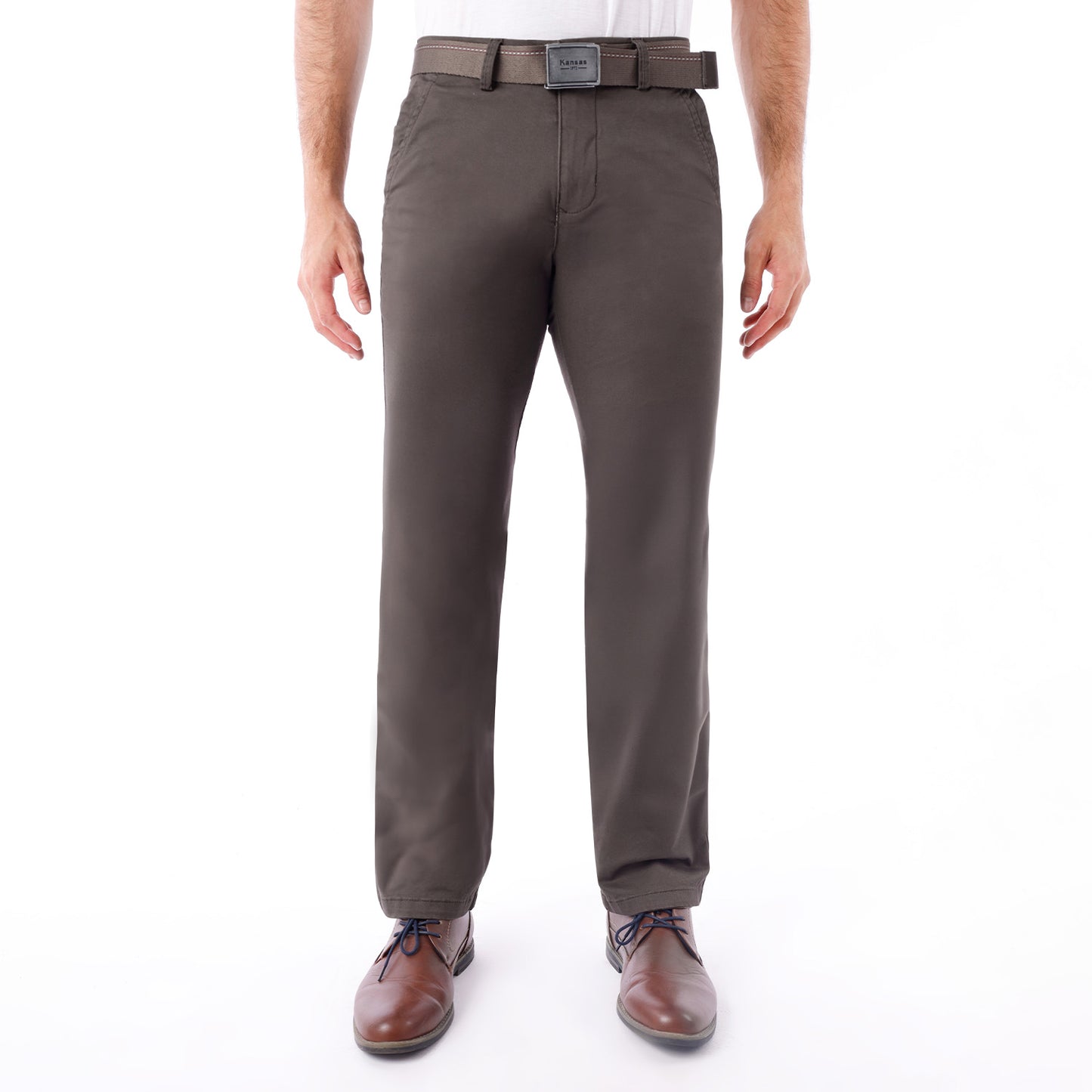 Pantalón Drill Regular con Correa – Marrón