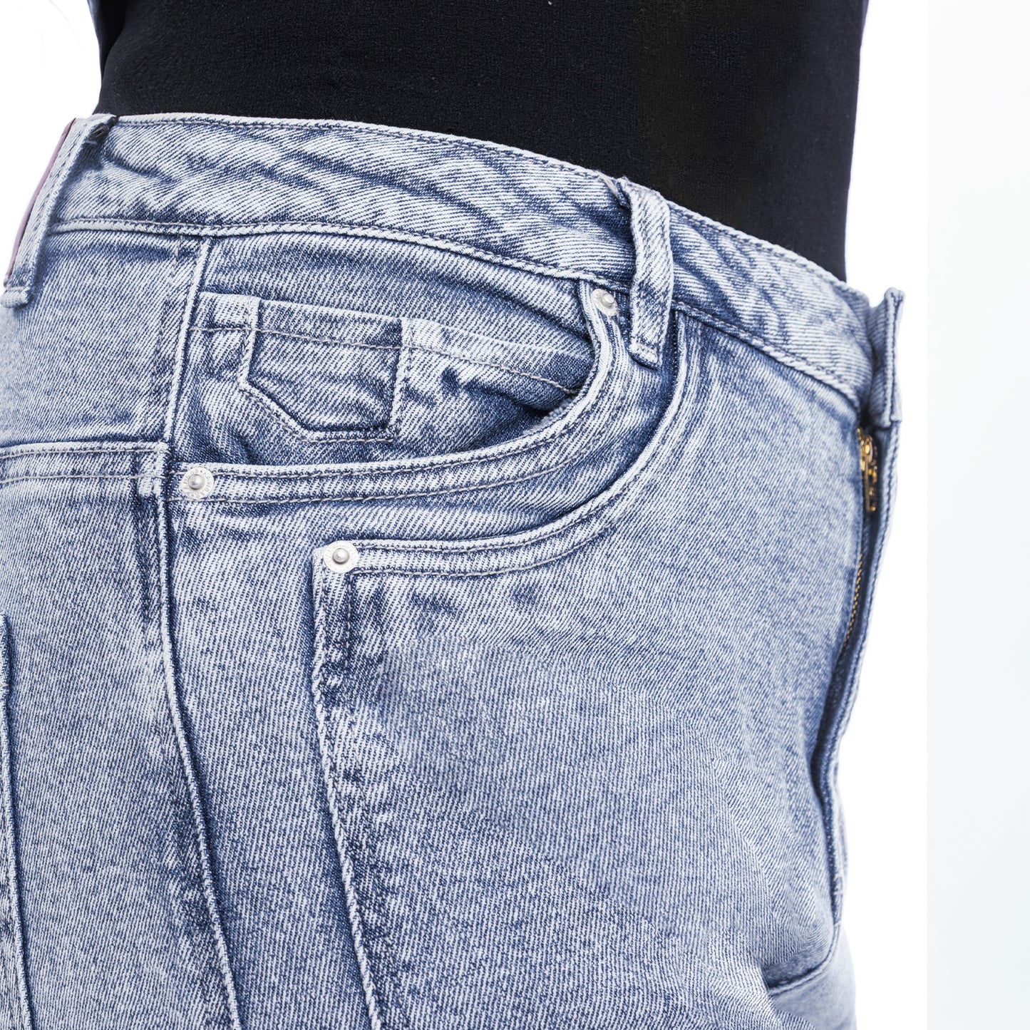 Jean Cintura Wide Leg Basta Rolap Cristal Frosteado