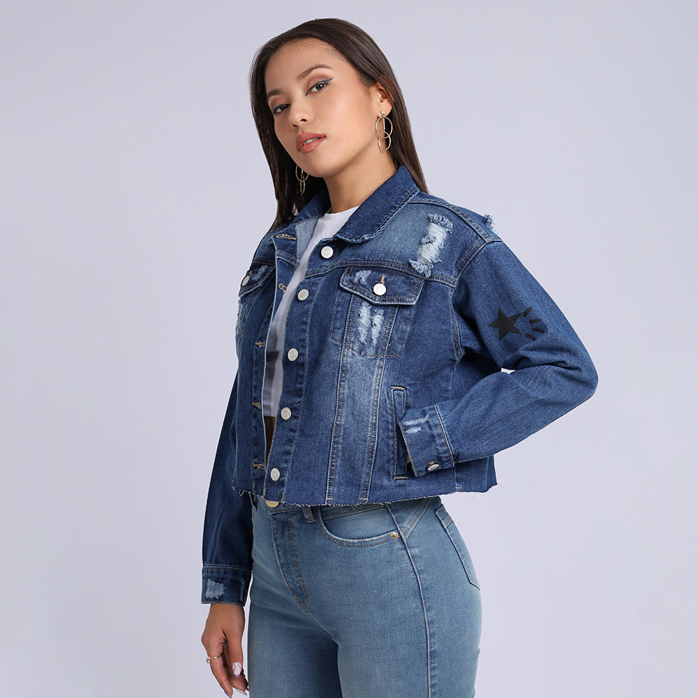 Casaca Dama Crop Estampado Pepper - 220333