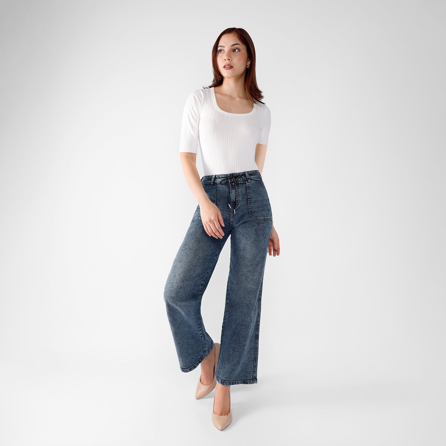 Pantalón Jean Lucia Cintura Wide Leg