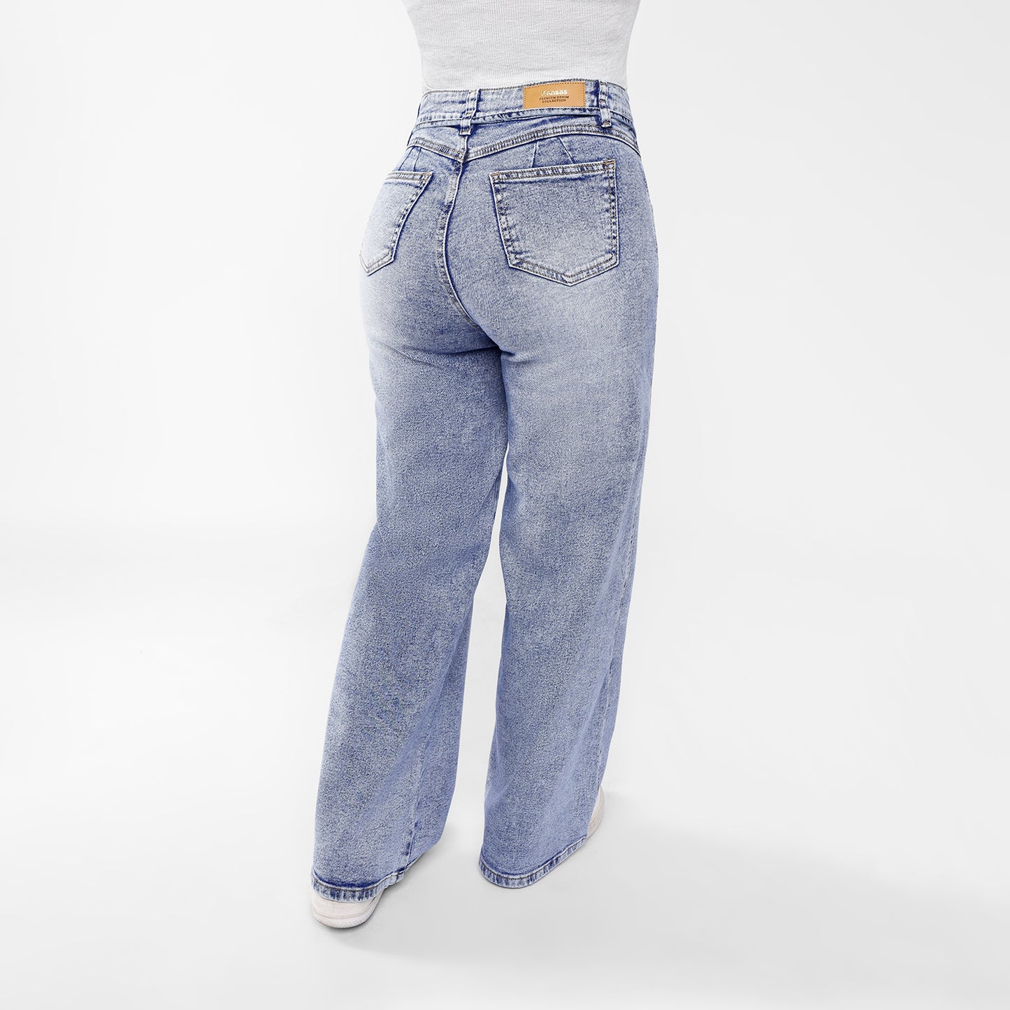 Pantalón Jean Arlet Cintura Wide Leg 3 botones