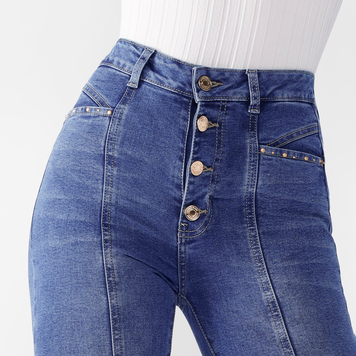 Pantalón jean Dana Cintura Flare 4 botones