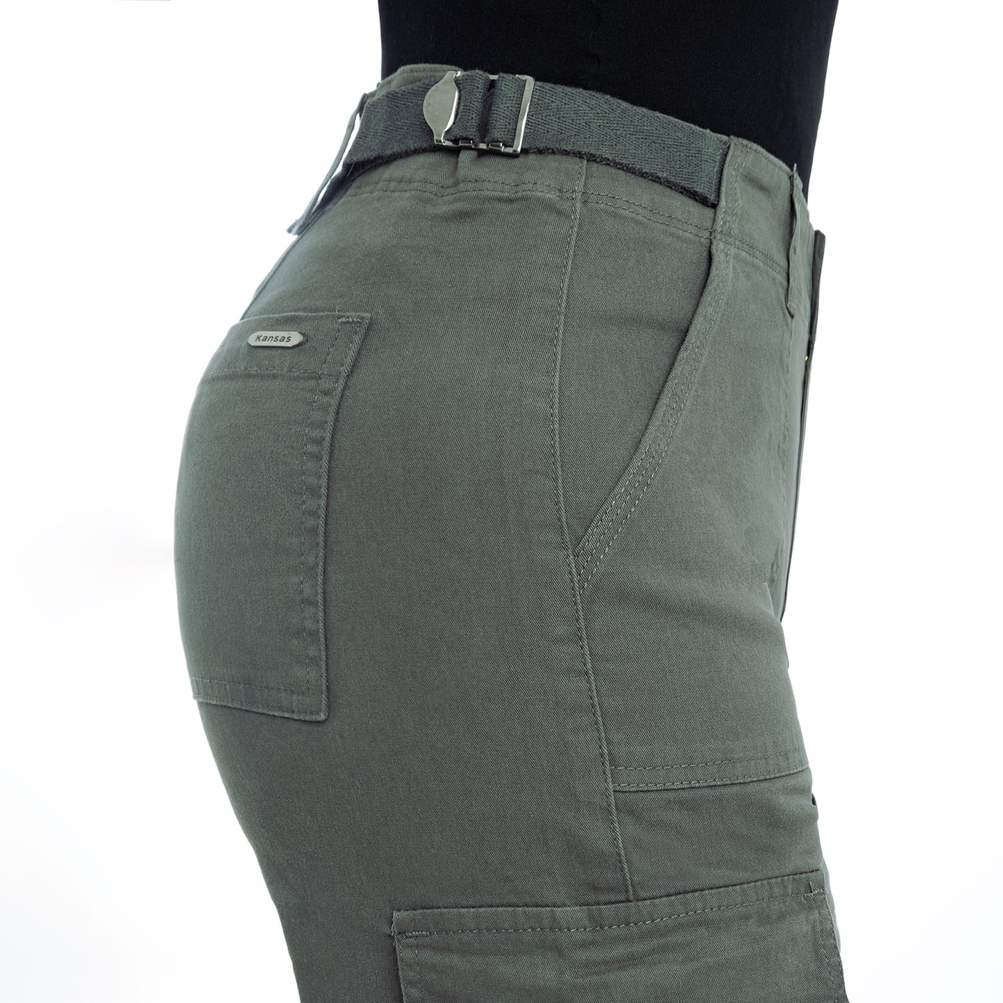 Pantalón Cintura Palazzo Cargo Plomo