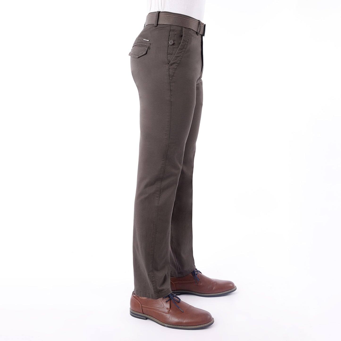 Pantalón Drill Regular con Correa – Marrón