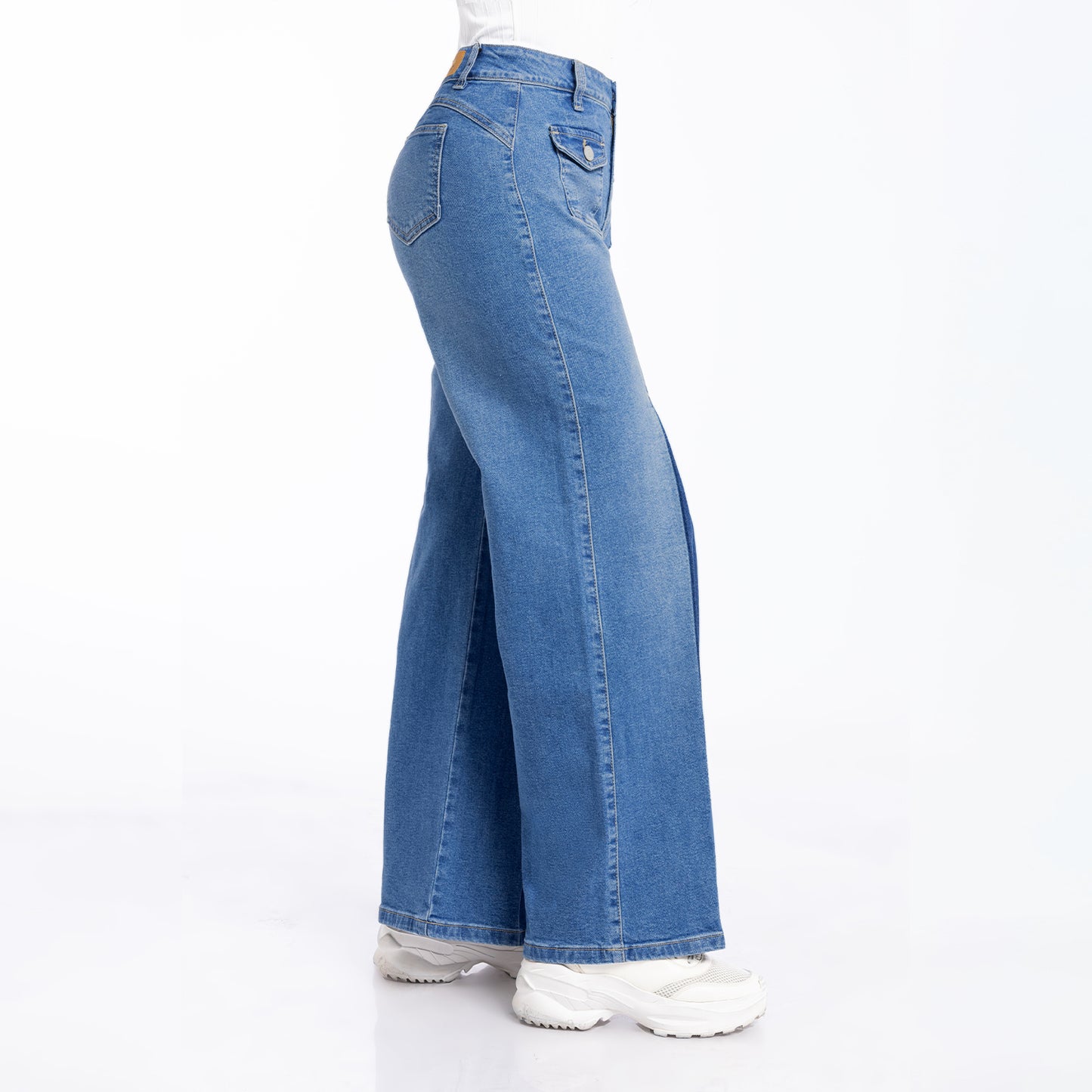 Jean Cintura Wide Leg Cristal Frosteado