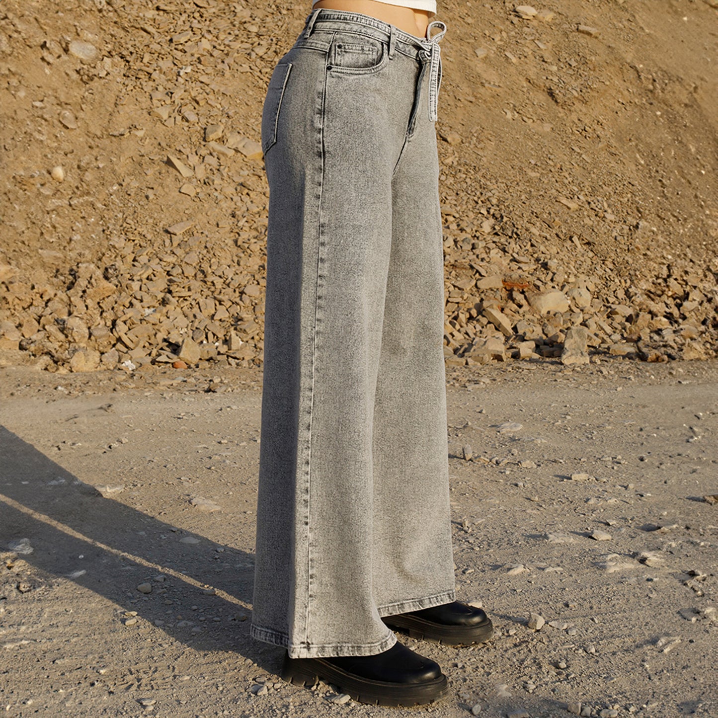 Jean Wide Flare Plomo Oscuro