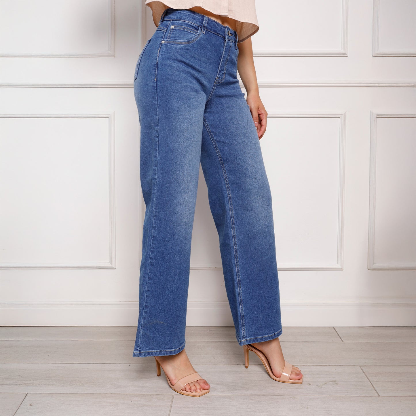 Jean Cintura Wide Leg Cristal