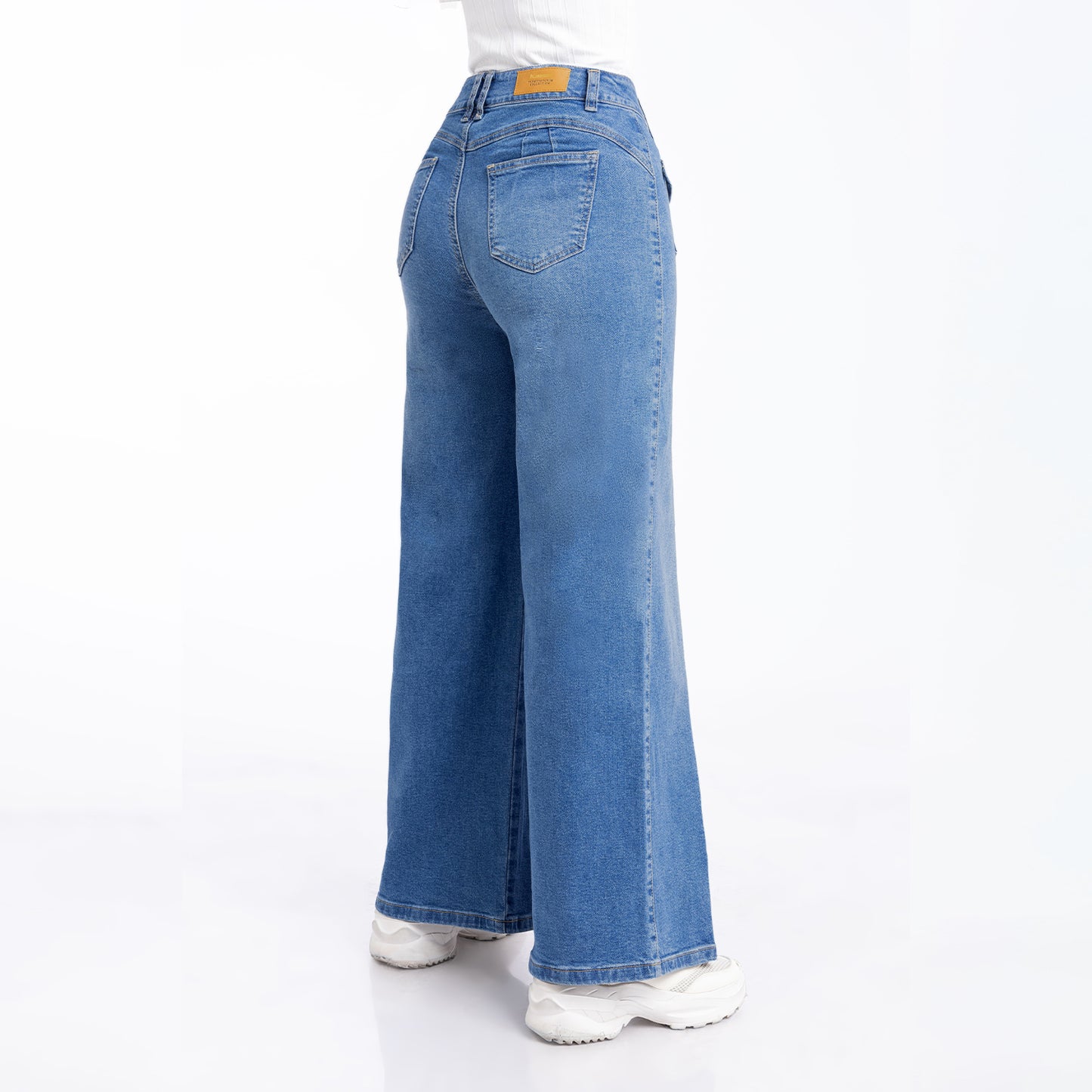 Jean Cintura Wide Leg Cristal Frosteado