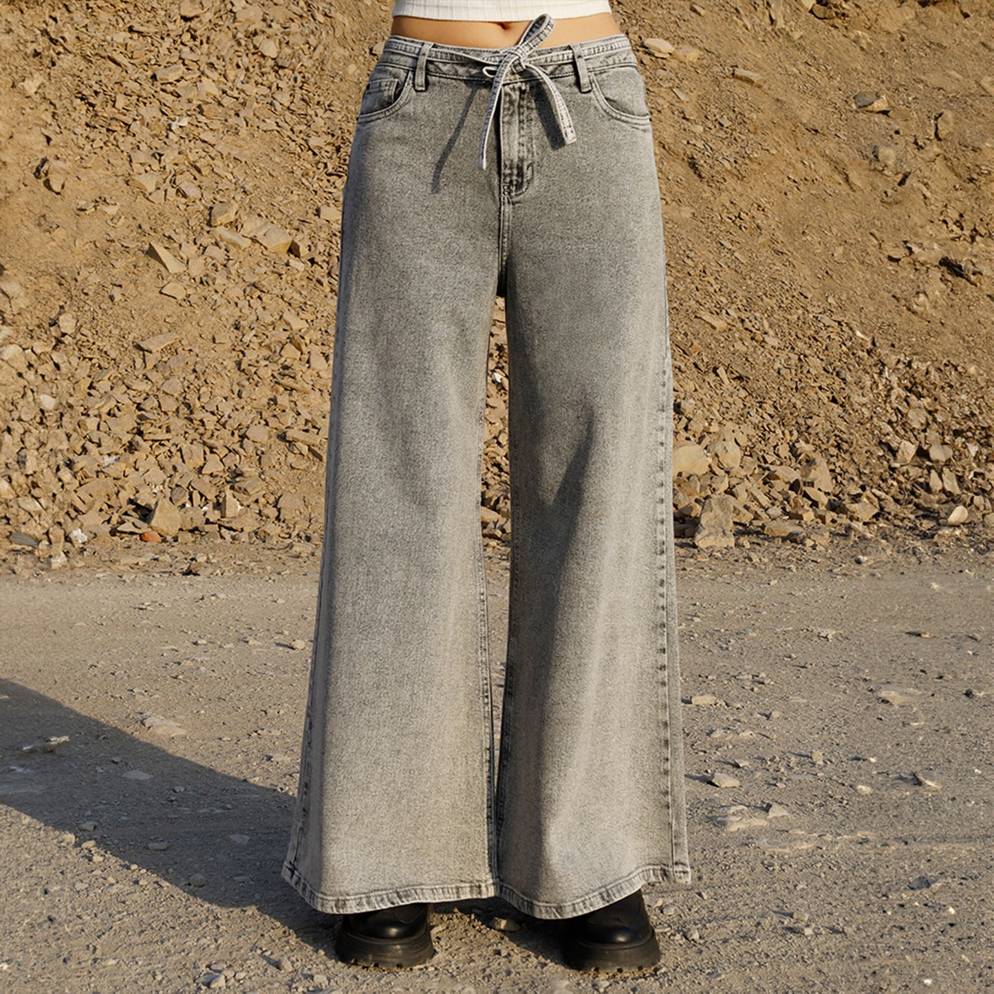 Jean Wide Flare Plomo Oscuro