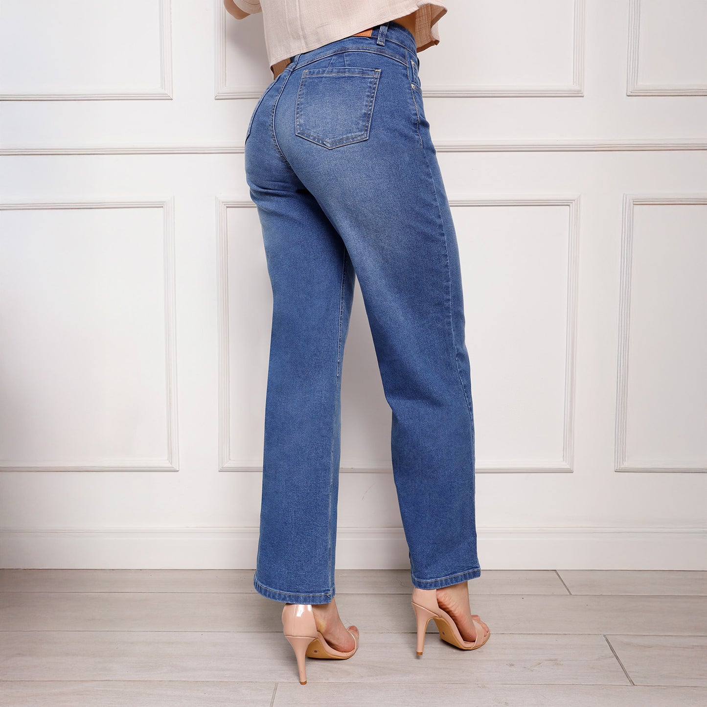 Jean Cintura Wide Leg Cristal