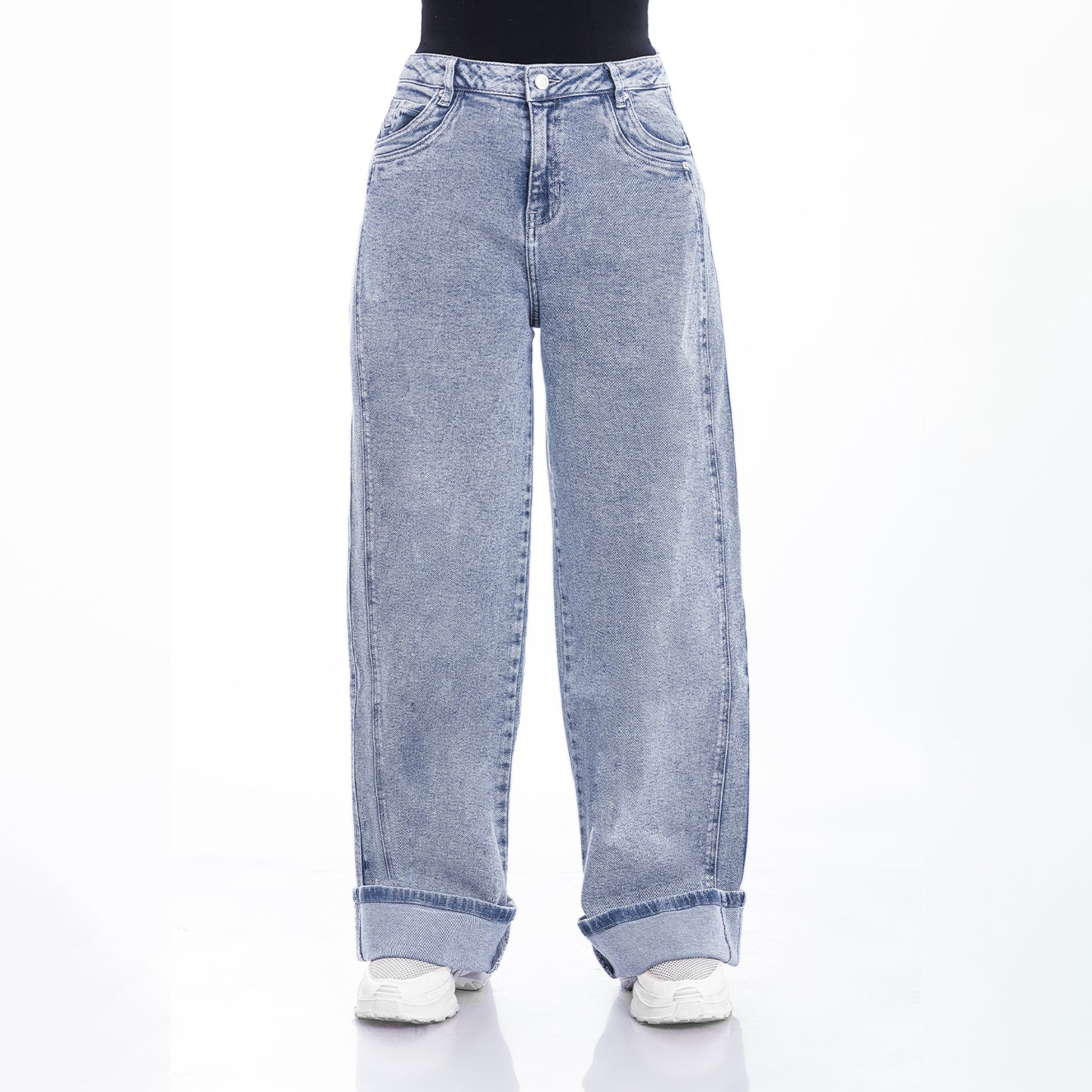 Jean Cintura Wide Leg Basta Rolap Cristal Frosteado