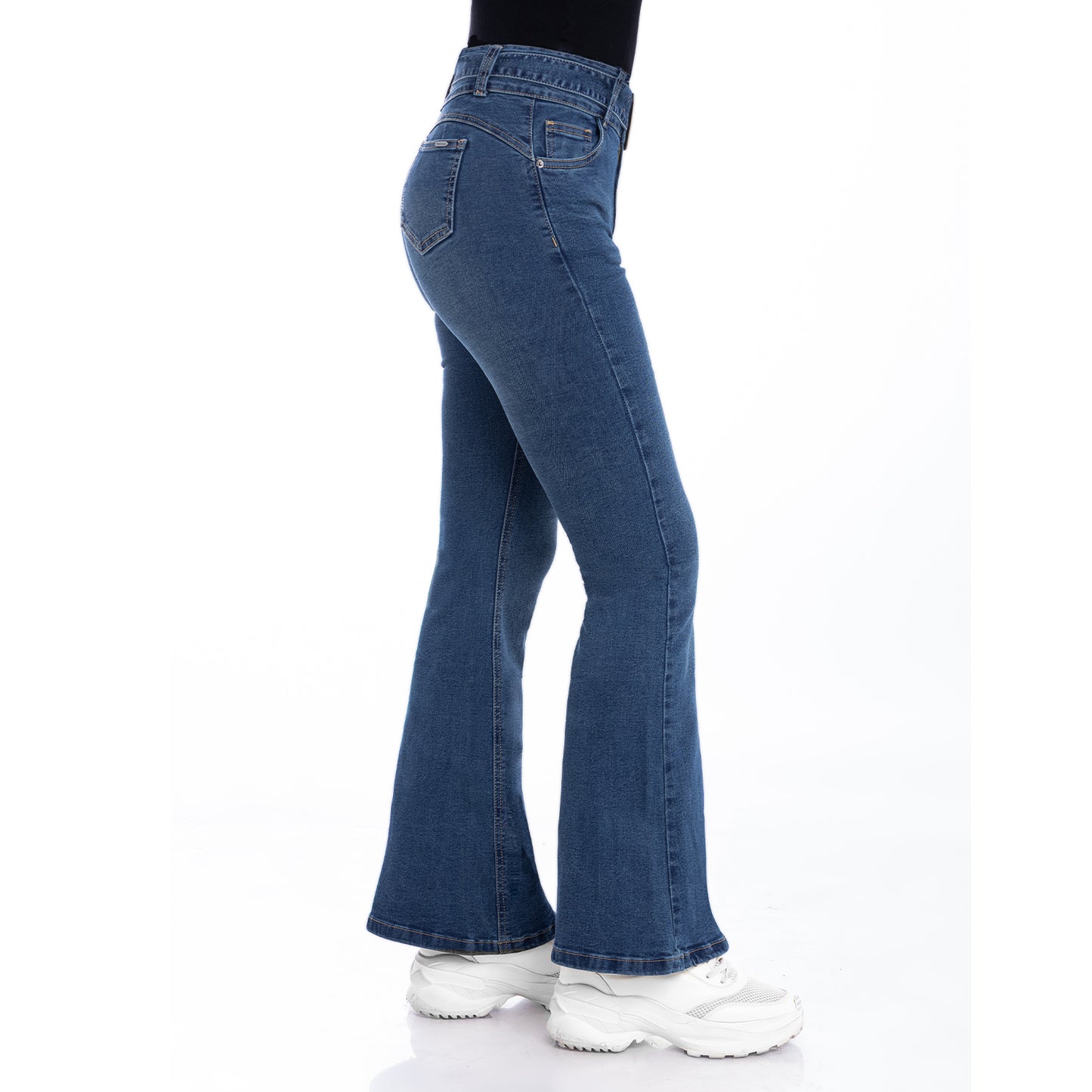 Jean Cintura Fit Flare correa Cristal Contaminado