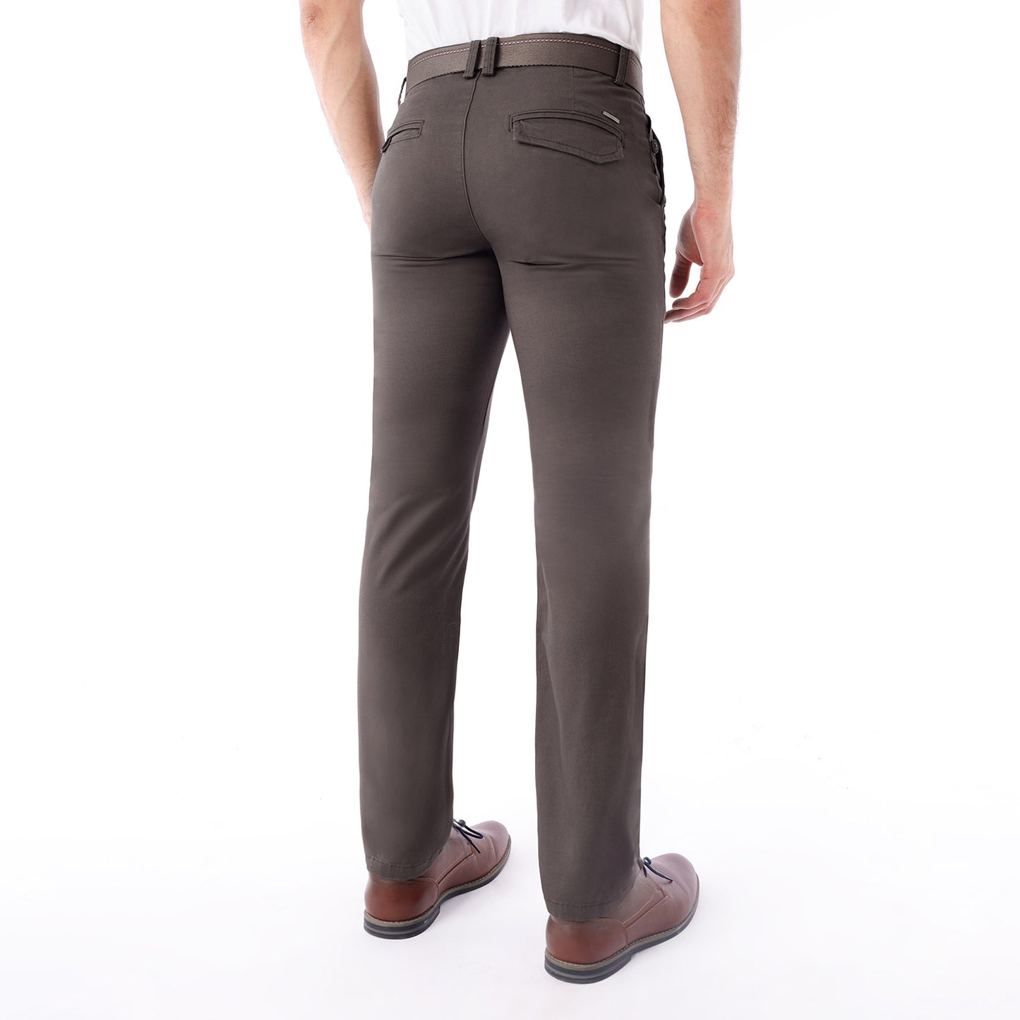 Pantalón Drill Regular con Correa – Marrón