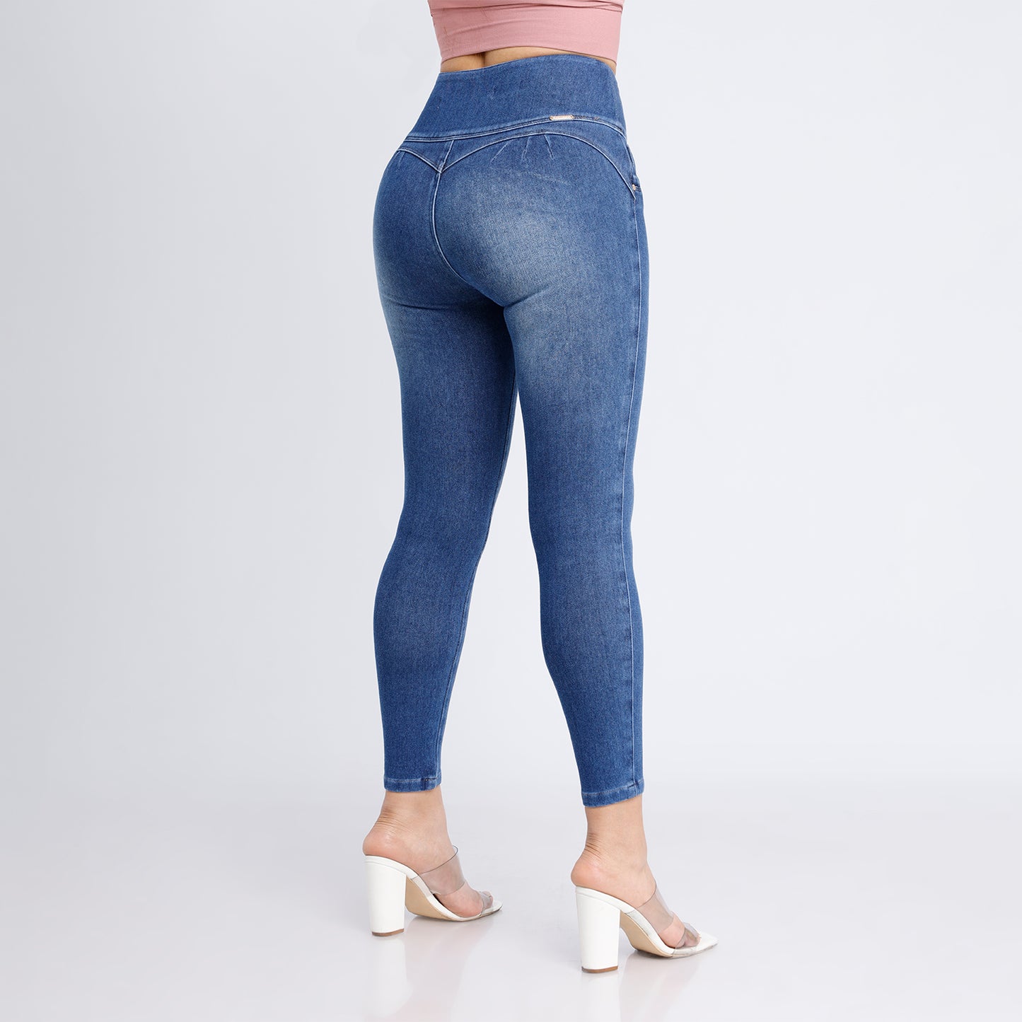 Jean Cintura Pitillo Angela 3 Botones Cristal Moteado