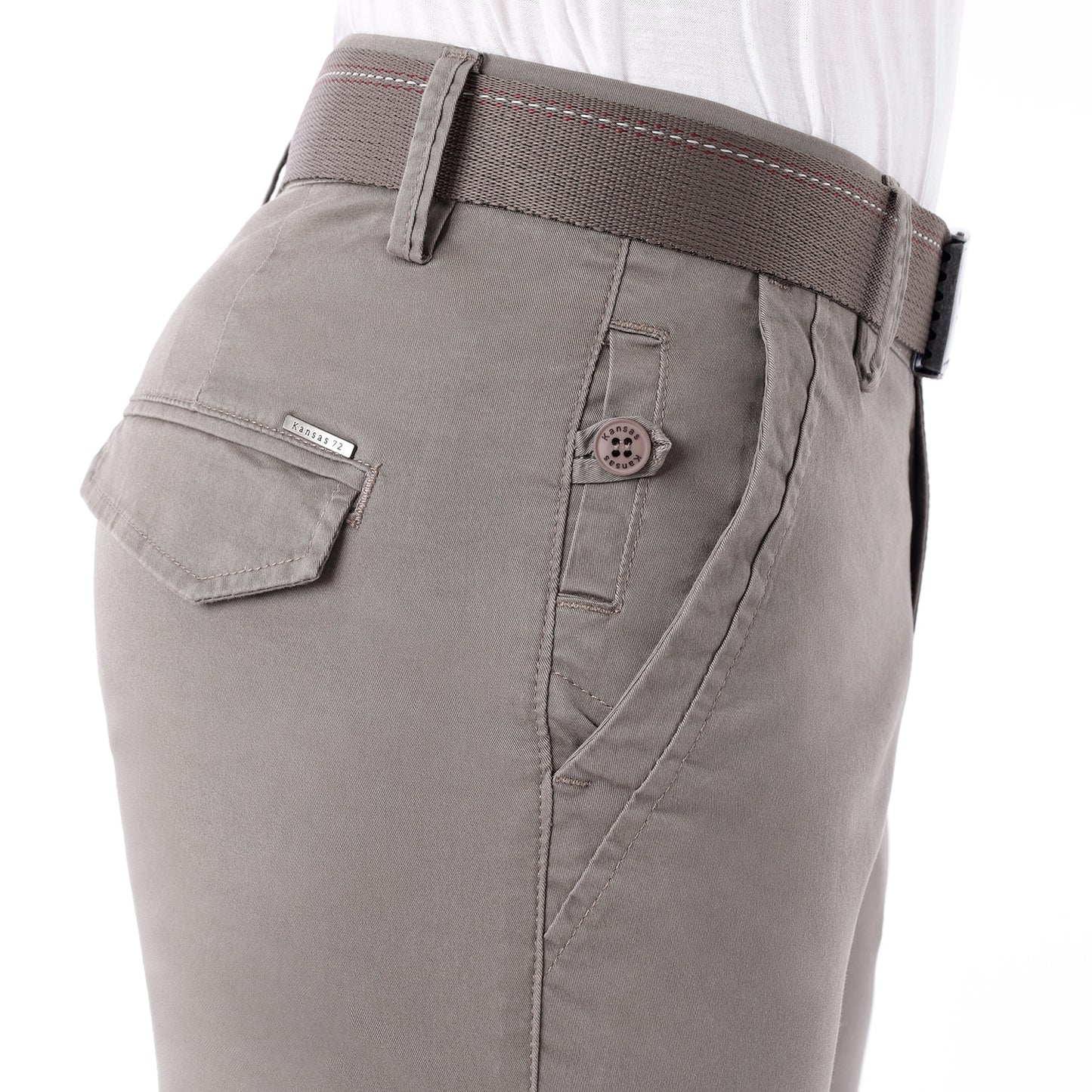 Pantalón Drill Regular con Correa – Taupe