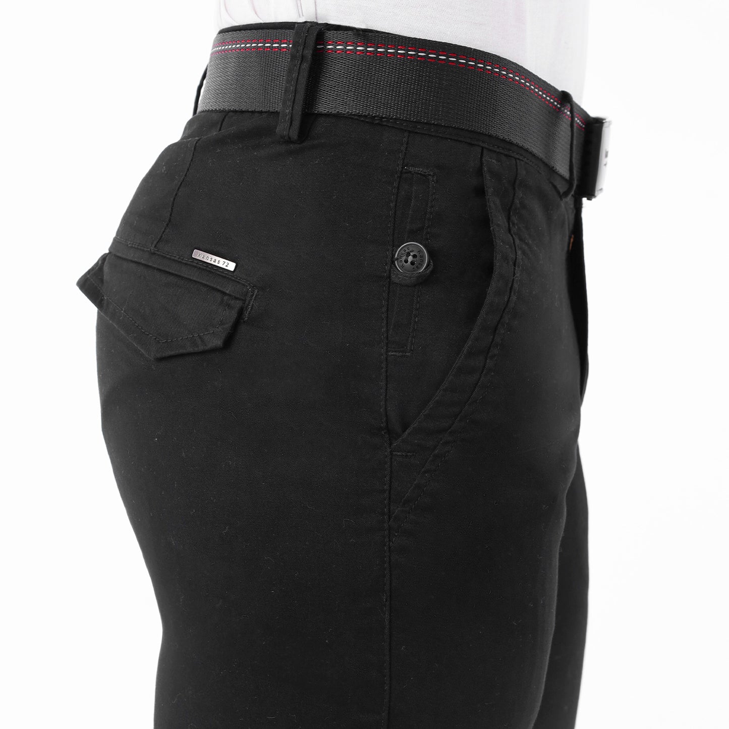 Pantalón Drill Regular con Correa – Negro