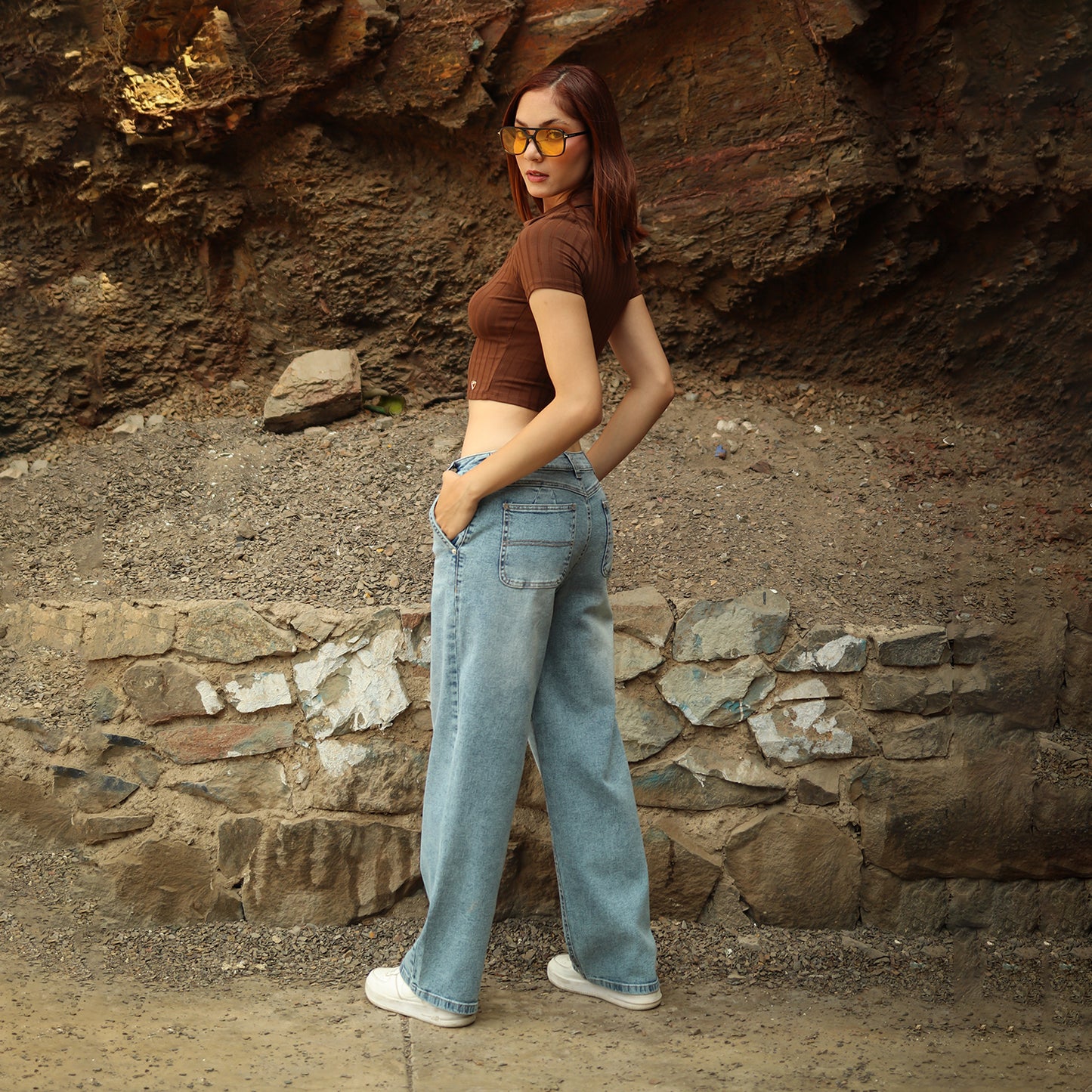 Jean Cintura Baggy Loose Cristal