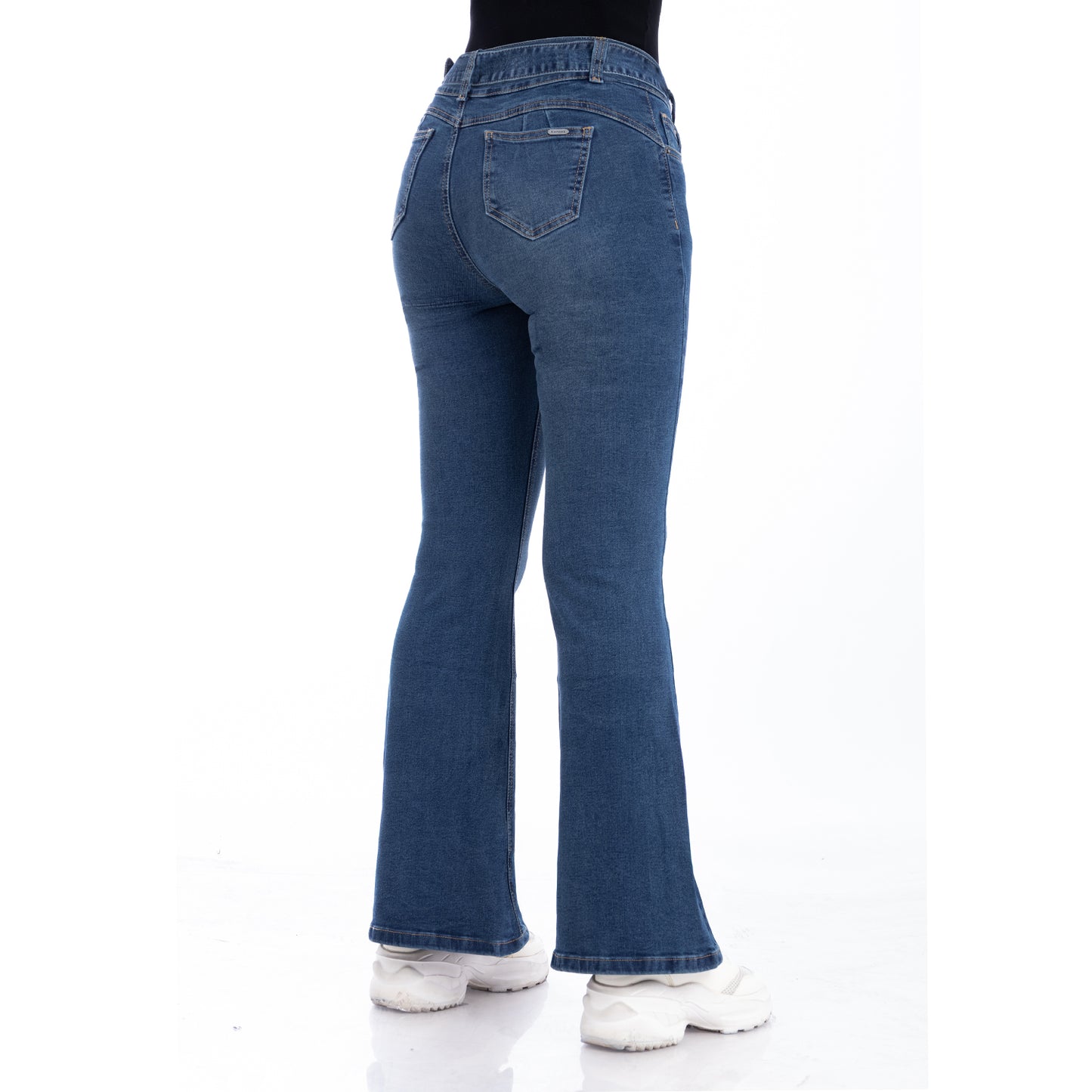 Jean Cintura Fit Flare correa Cristal Contaminado