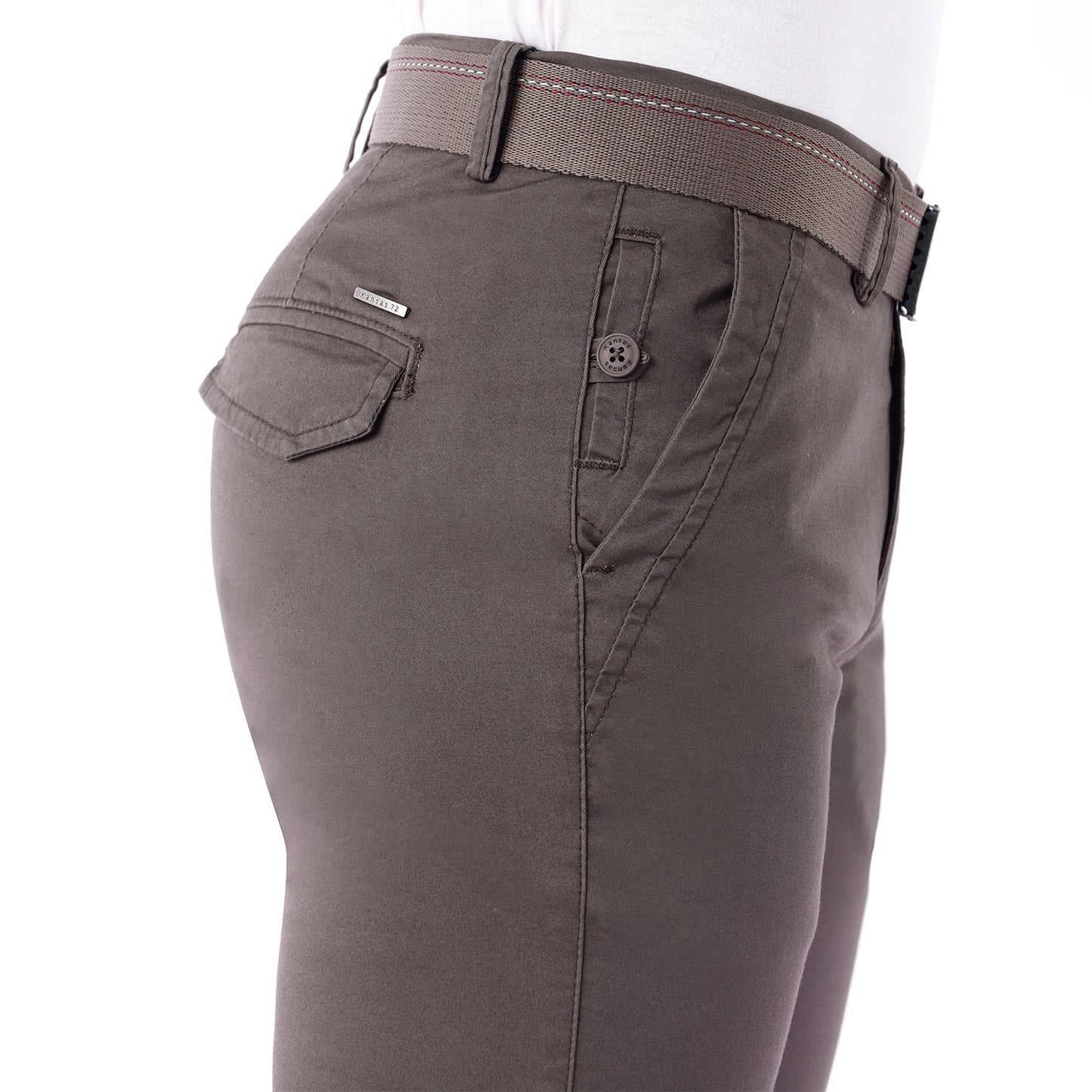Pantalón Drill Regular con Correa – Marrón
