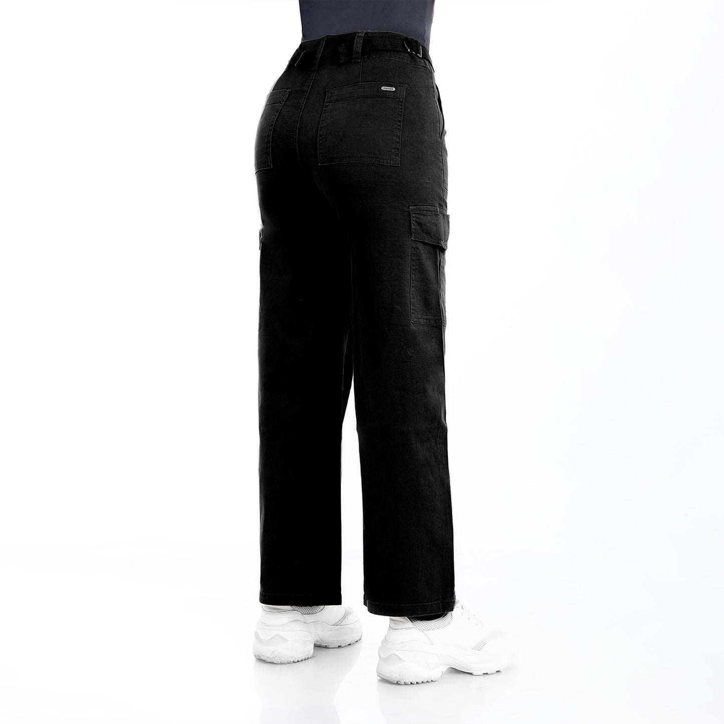 Pantalón Cintura Palazzo Cargo Negro