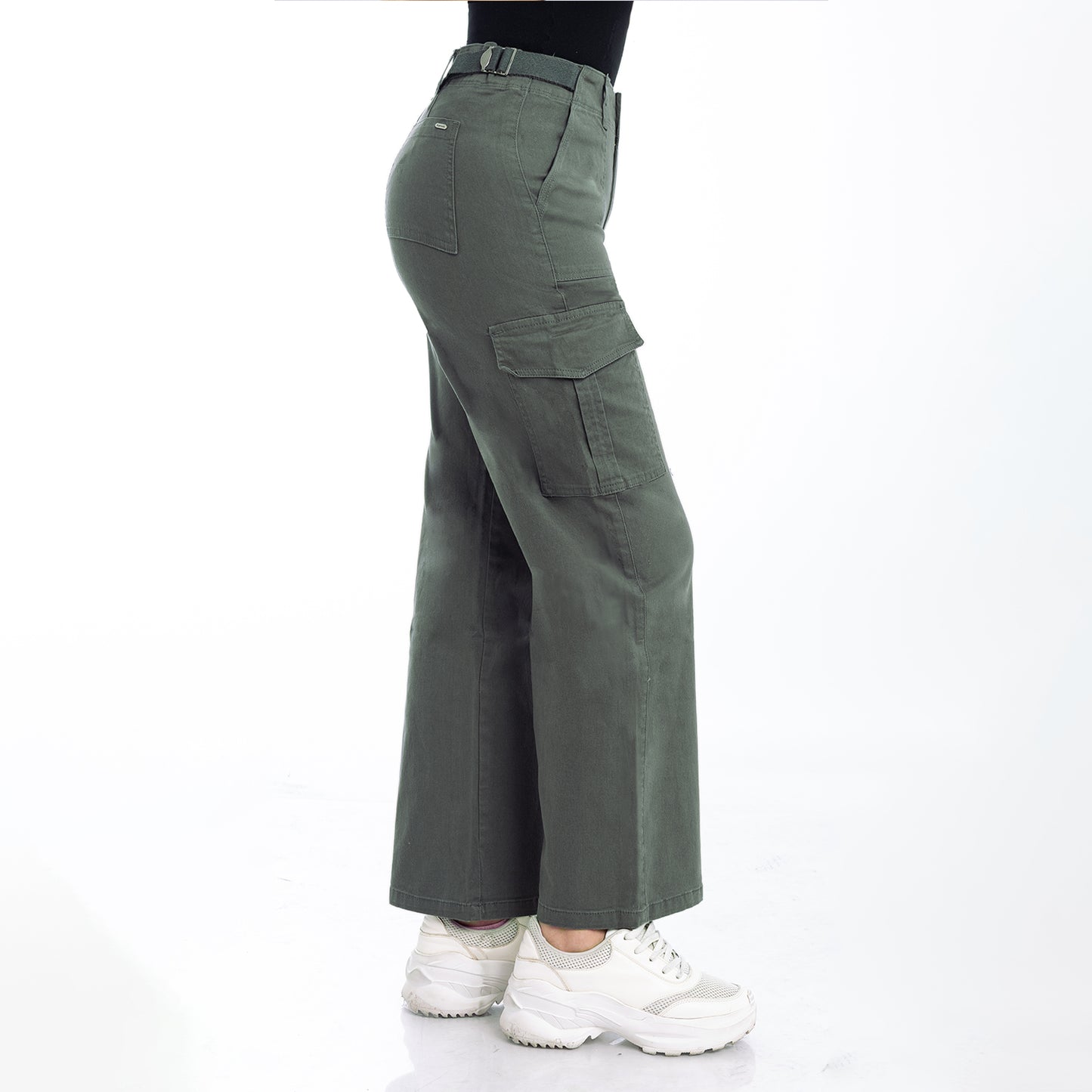 Pantalón Cintura Palazzo Cargo Plomo