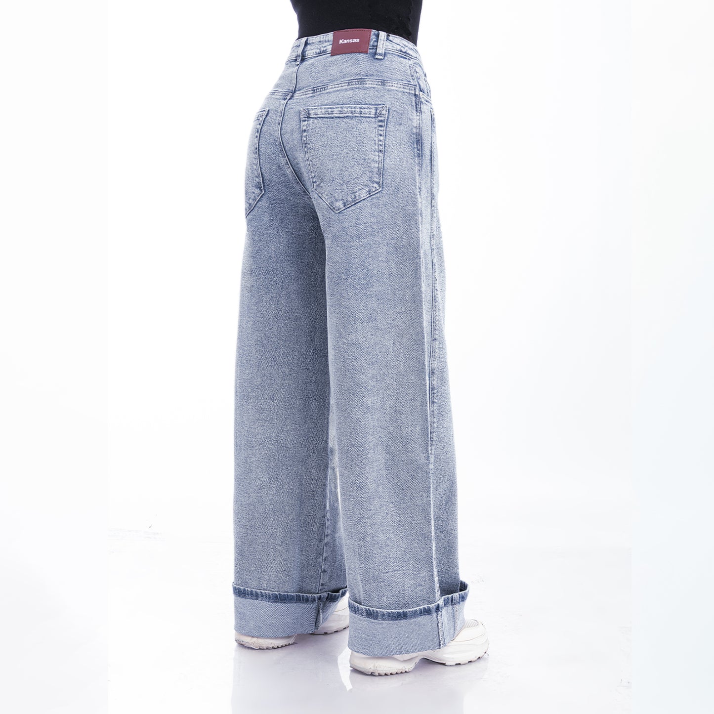 Jean Cintura Wide Leg Basta Rolap Cristal Frosteado