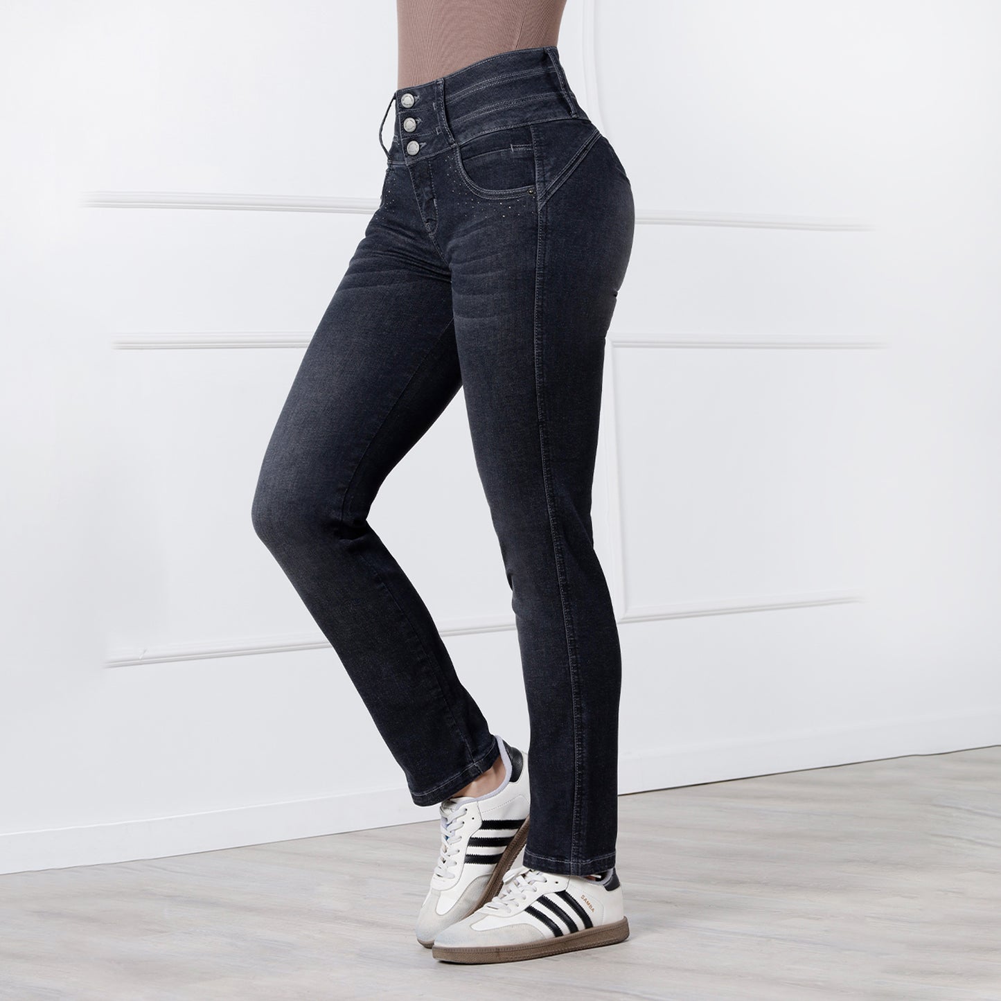 Jean Push Up de Tiro Alto para Mujer