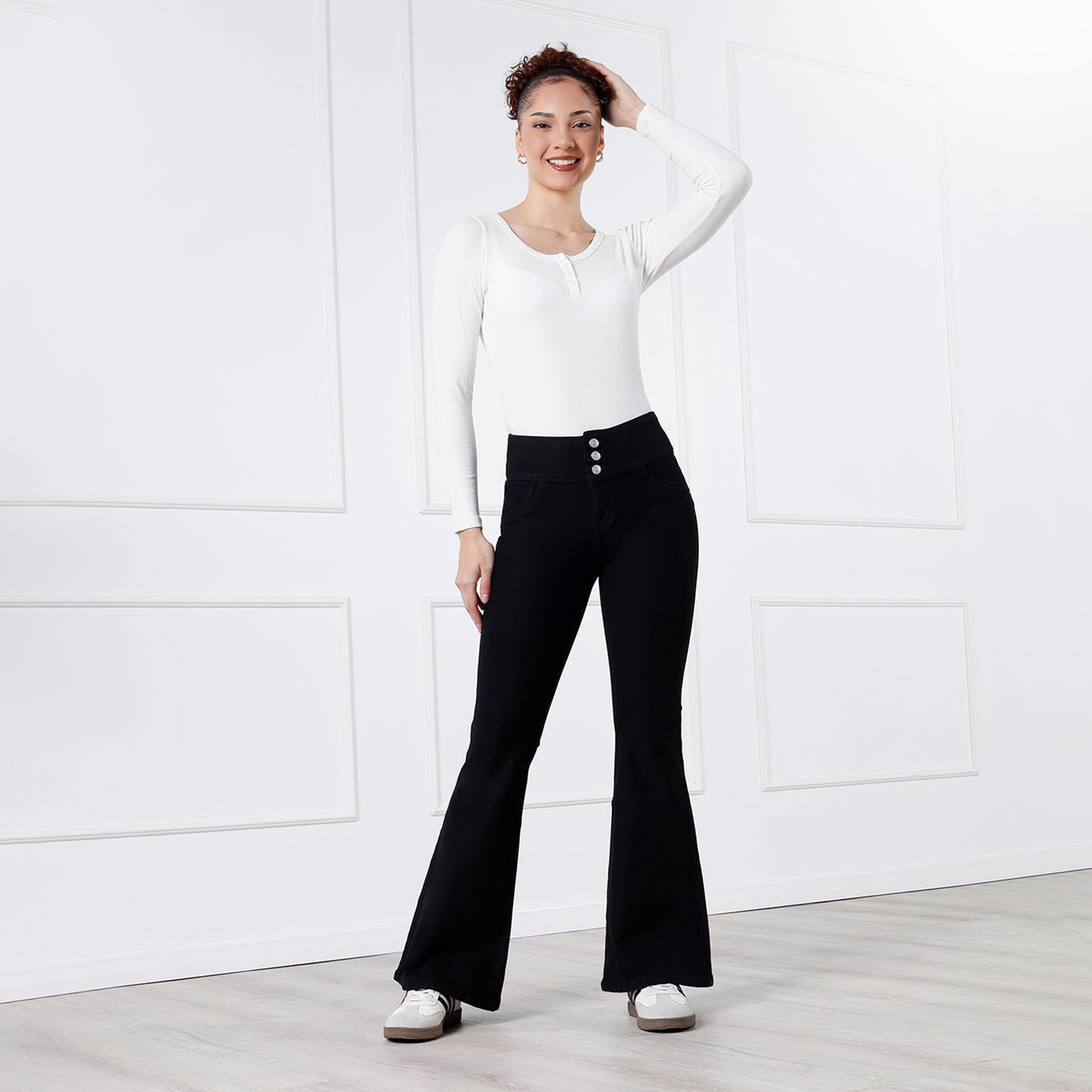 Pantalón French Terry Valeria Cintura Flare 3 Botones