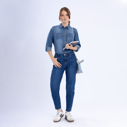 Jean Mom Fit Cintura Pepper Focalizado