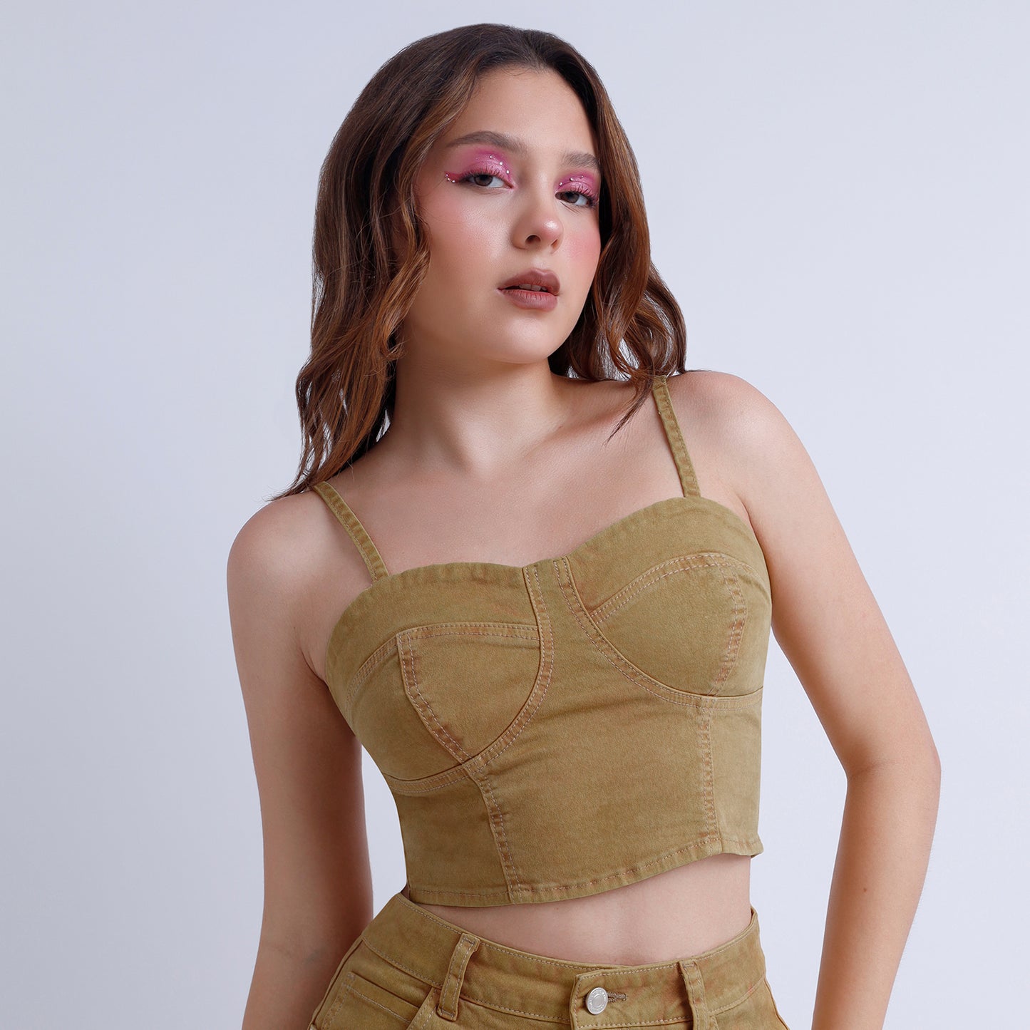Top Tiras Mujer Camell