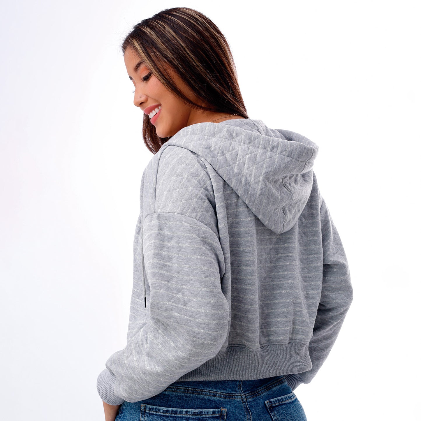 Casaca Sudadera Crop Mujer Melange - 230214