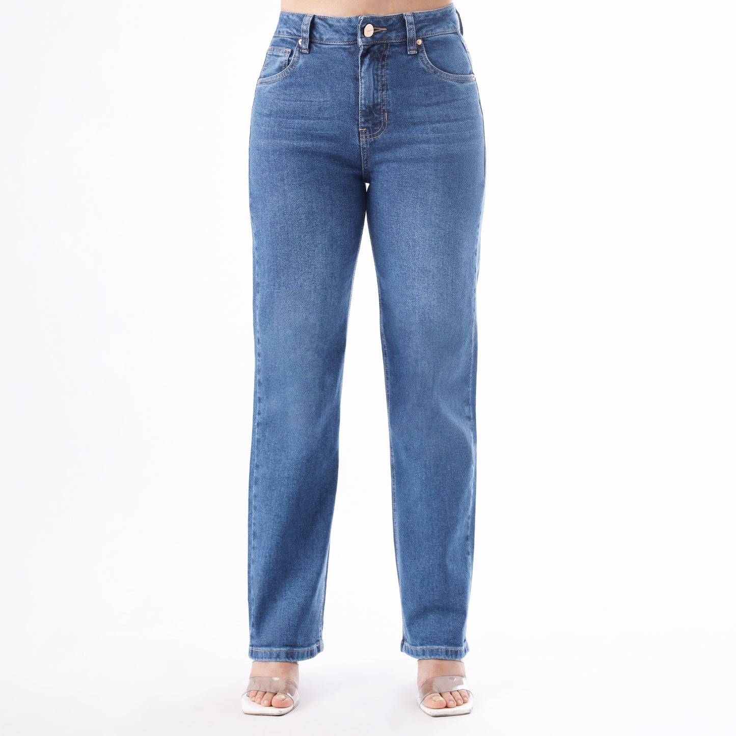 Jean Cintura Straight Cristal Moteado