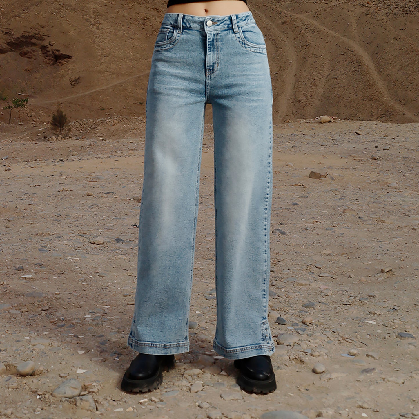 Jean Cintura Wide Leg Cristal Moteado