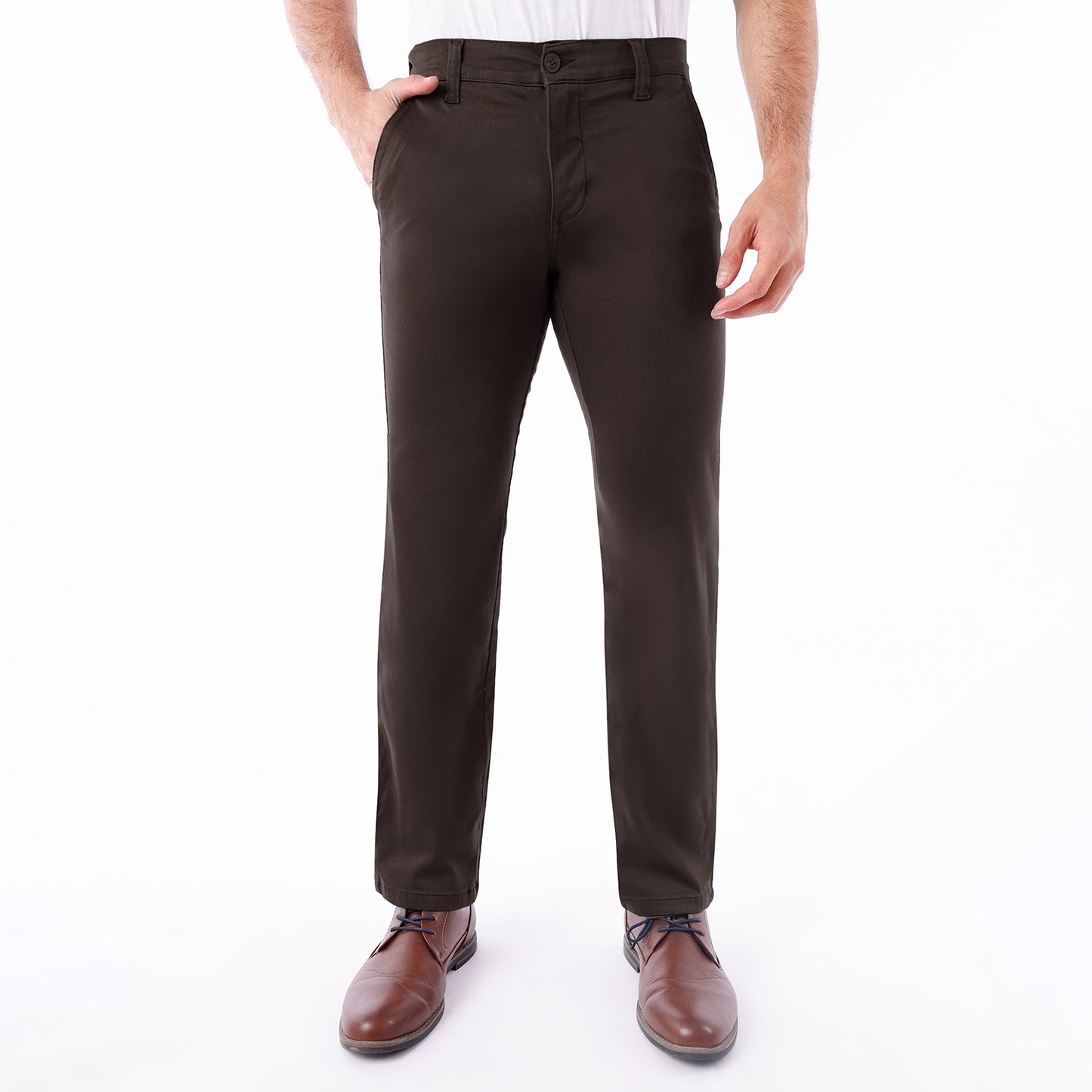 Pantalón Drill Hombre Satinado Regular Fit Marrón - 230885