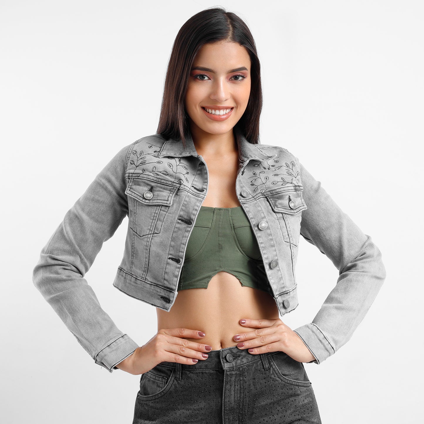Casaca Crop Dama Stone - 230085
