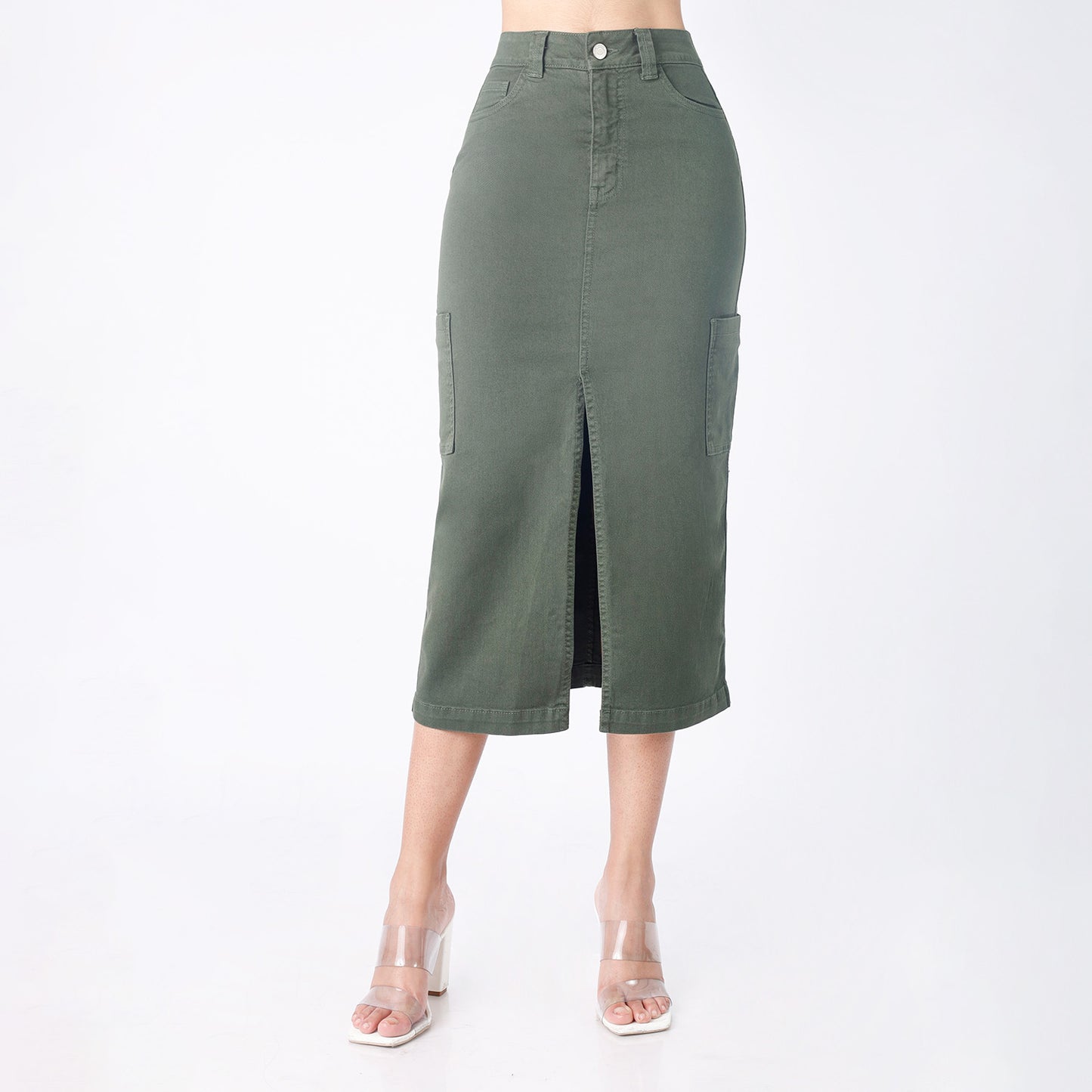 Falda Larga Midi Cargo Dama Verde - 999999