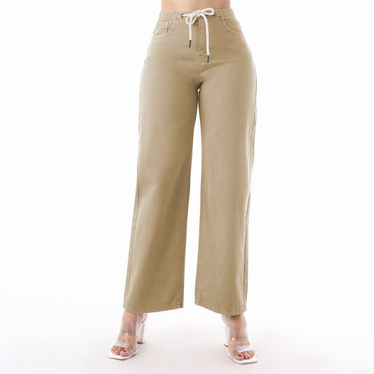 Pantalón Mujer Cintura Teñido Beige - 240122
