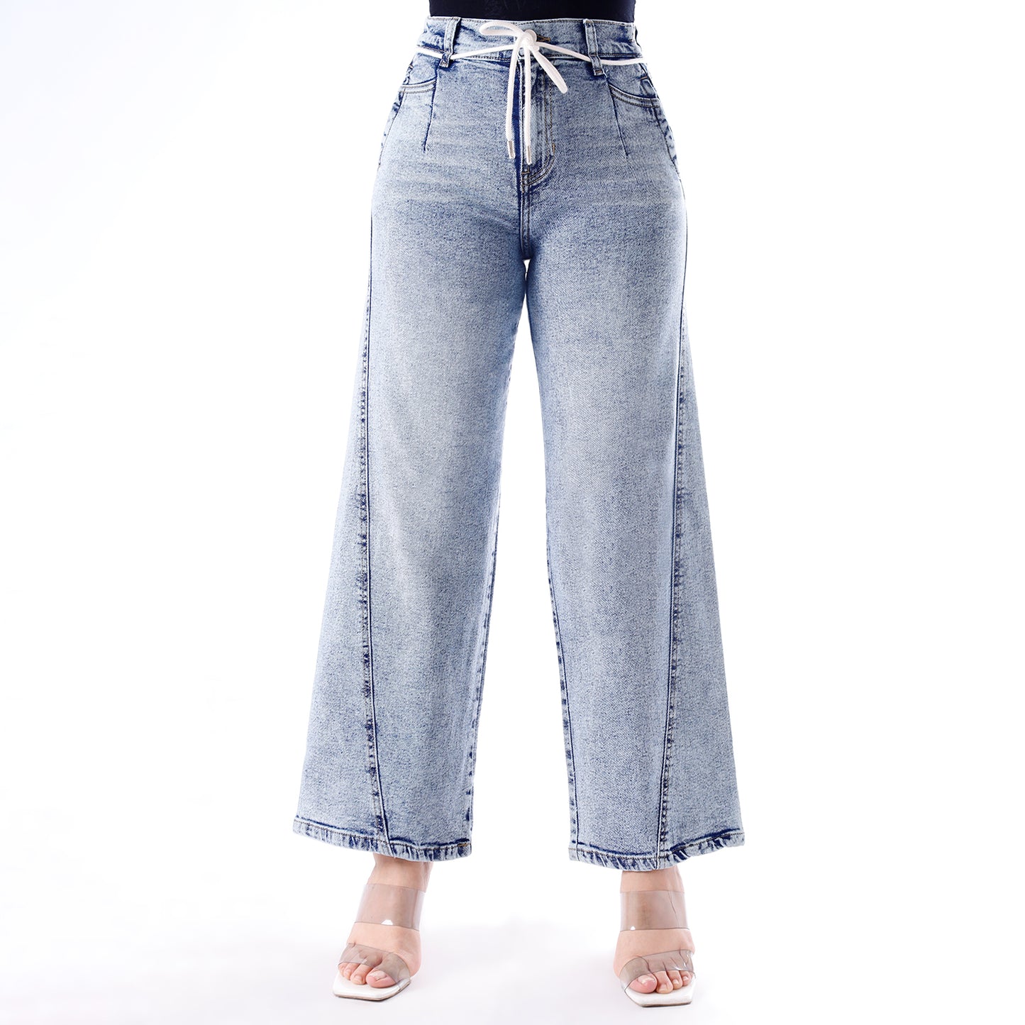 Jean Cintura Wide Leg C/elástico Cristal