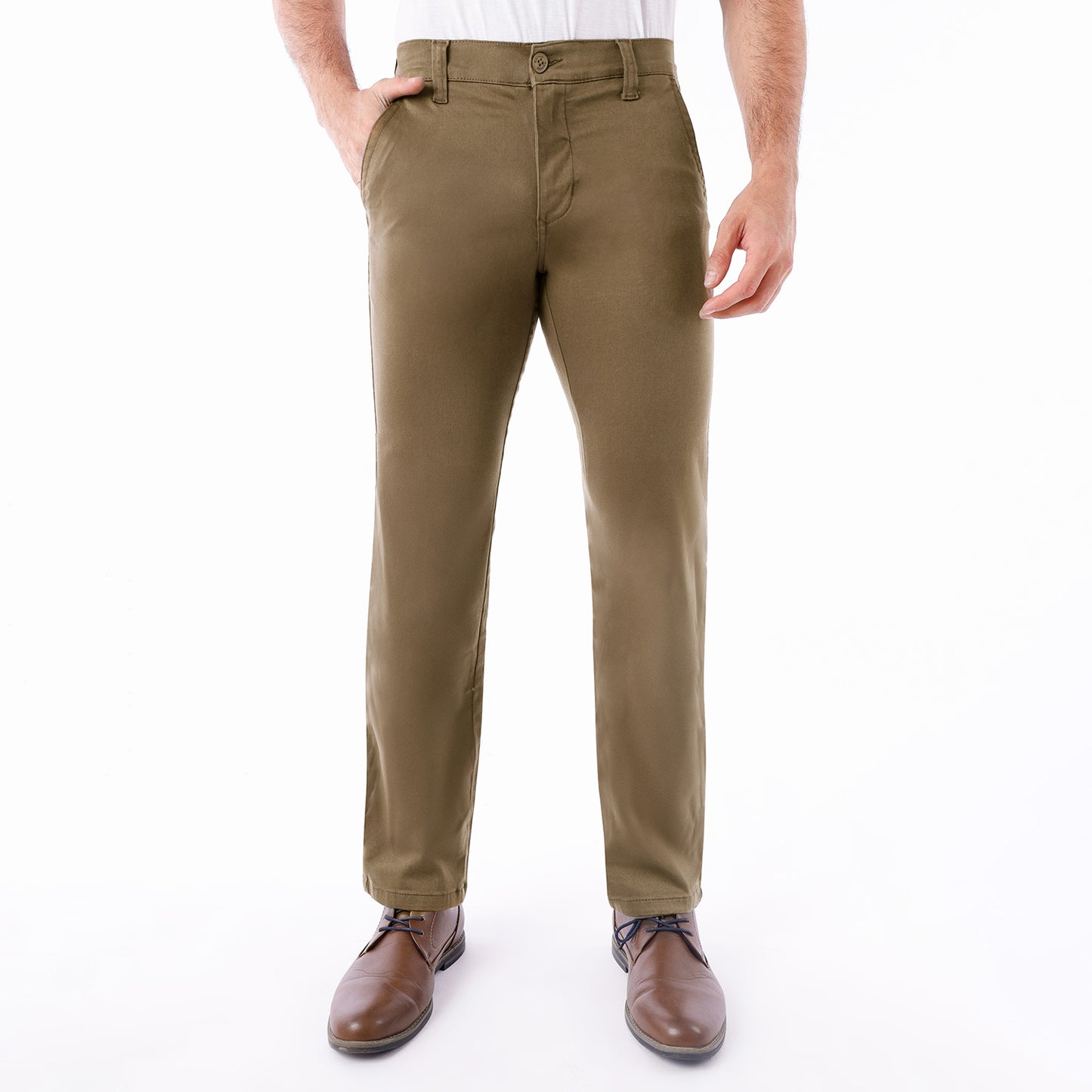 Pantalon Drill Hombre Satinado Regular Fit Camello - 230612