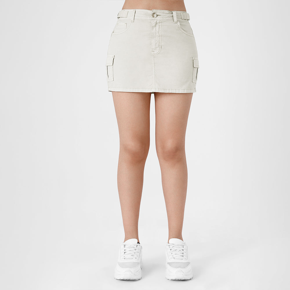 Falda Paper Touch Cargo Ecru