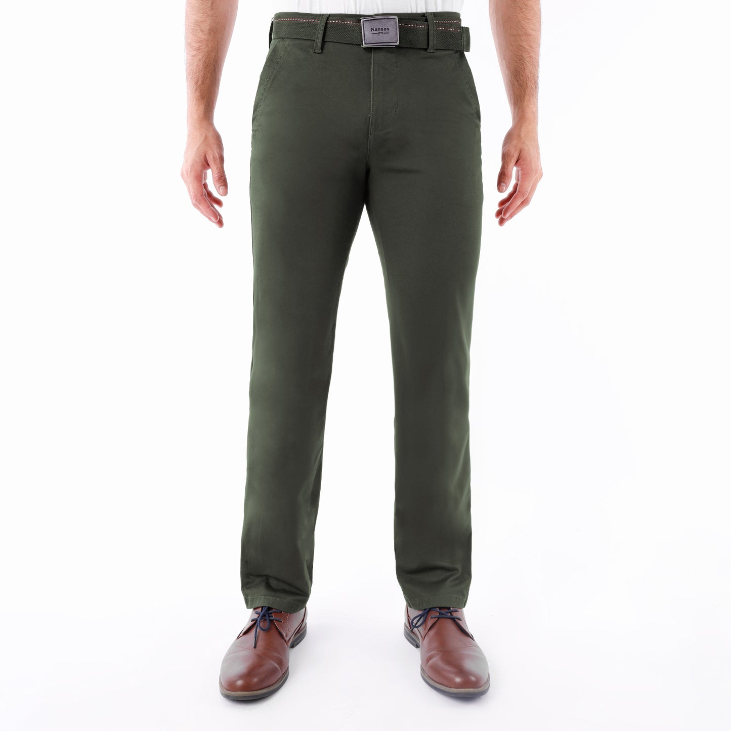 Pantalón Drill Regular/Correa Hombre Verde - 231161