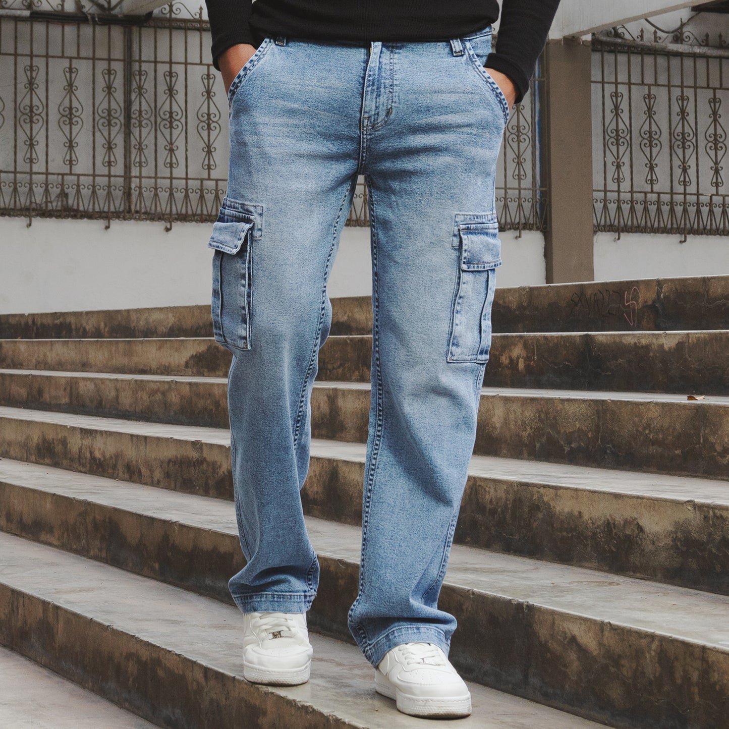 Jean Hombre Regular Fit Cargo Loose Cristal