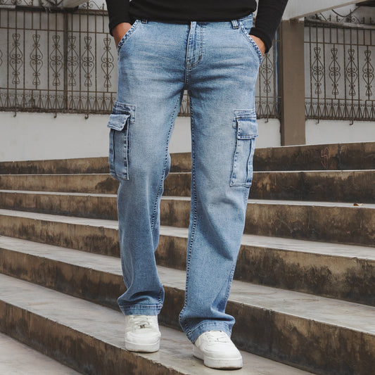 Jean Hombre Regular Fit Cargo Loose Cristal