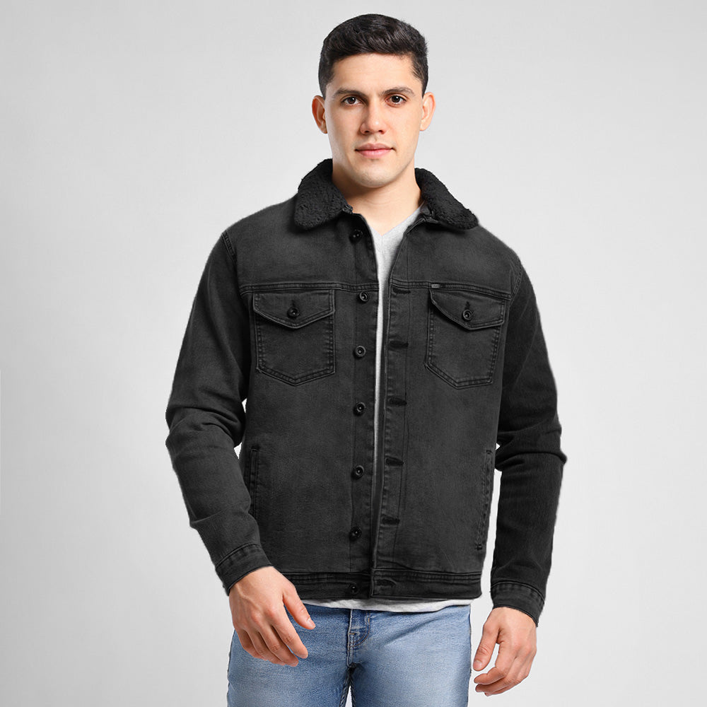 Casaca Caballero Forro Borrego Negro - 220424