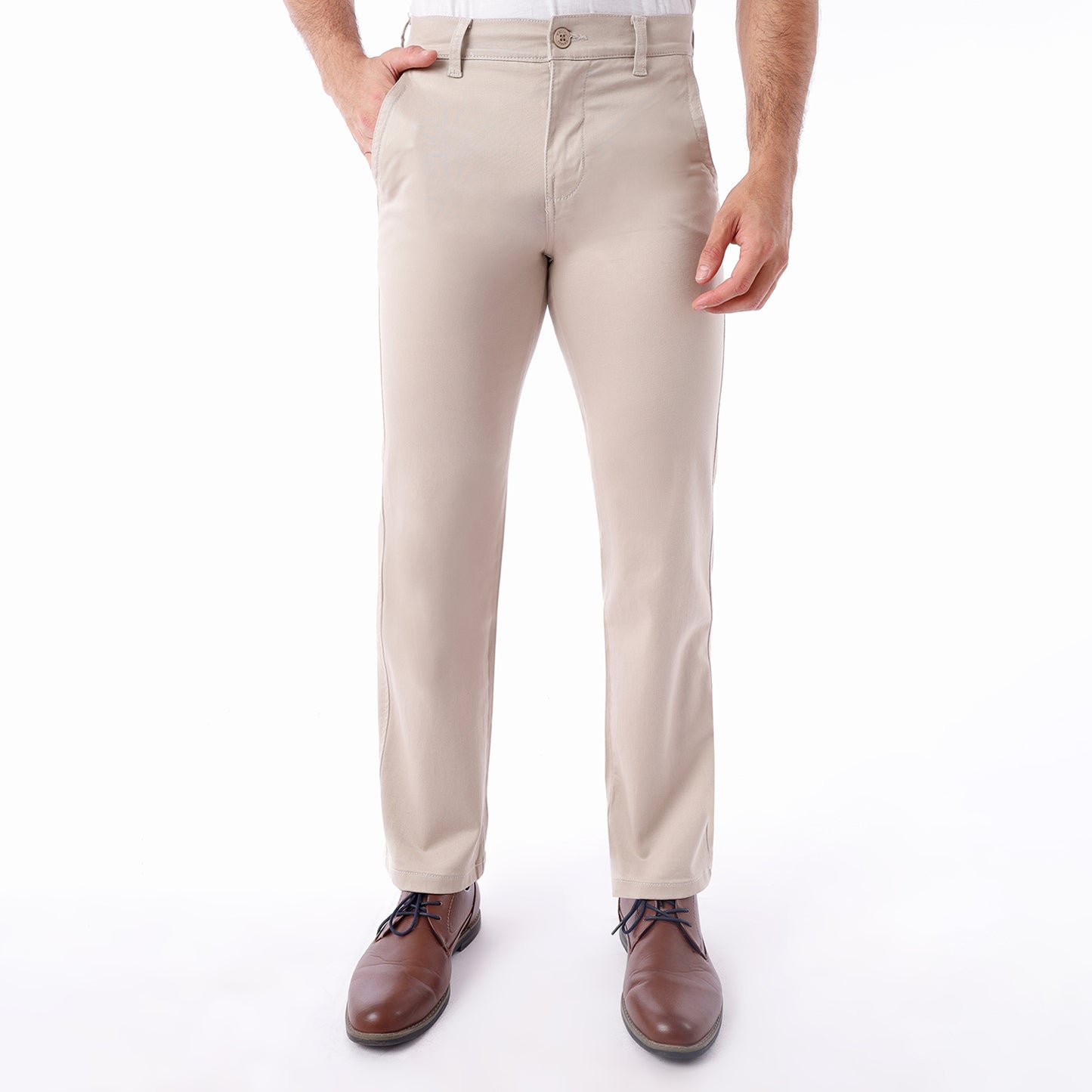 Pantalón Drill Hombre Satinado Regular Fit Beige - 230613